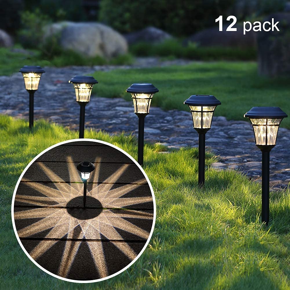 MAGGIFT 12 Pack Solar Powered Outdoor Pathway Lights - Waterproof LED Garden Lights for Walkway, Driveway, Yard & Landscape Decoration (Warm White, 10 Lumen) | Energy Efficient Solar Lights for Home & Garden Use at Night
