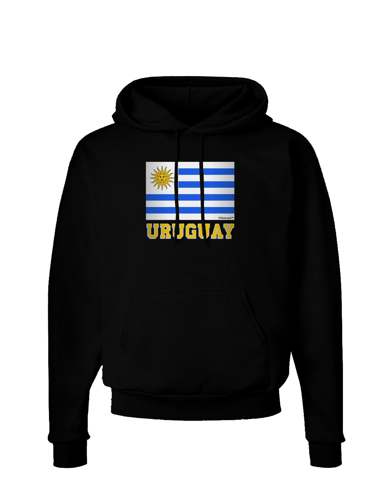 TooLoud Uruguay Flag Hoodie - Dark Pullover Sweatshirt with Pockets | Men's & Women's Casual Wear for Street Style & Outdoor Activities