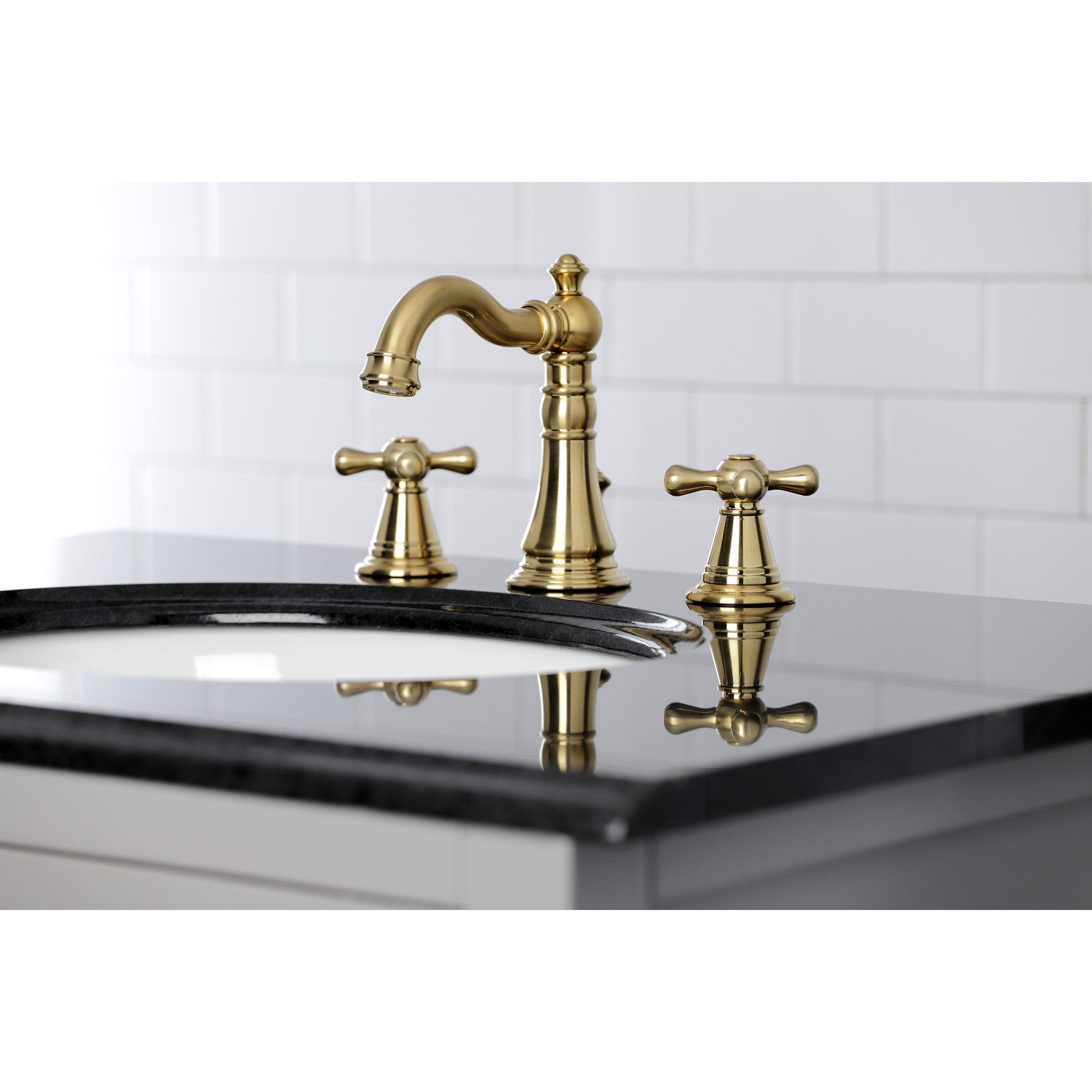 American Classic FSC1973AAX 3-Hole Widespread Bathroom Faucet with Brass Pop-Up Drain - Brushed Brass Finish - Perfect for Modern Vanities & Bathroom Renovations