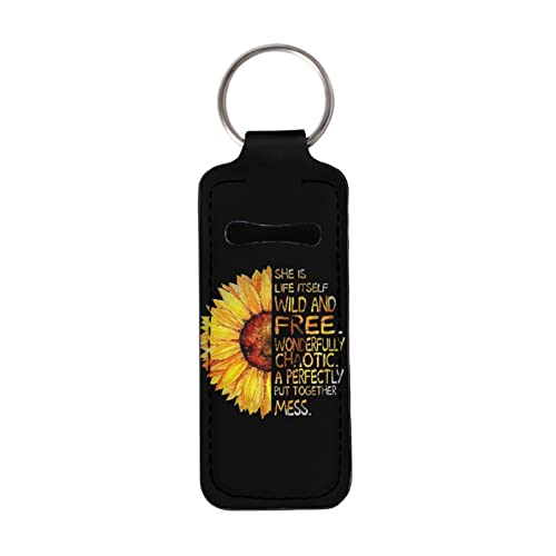 Stylish Printed Lip Balm Keychain Holder - Cute Lipstick & Chapstick Keychain for Women - Perfect for Purse, Backpack, or Keyring Organization