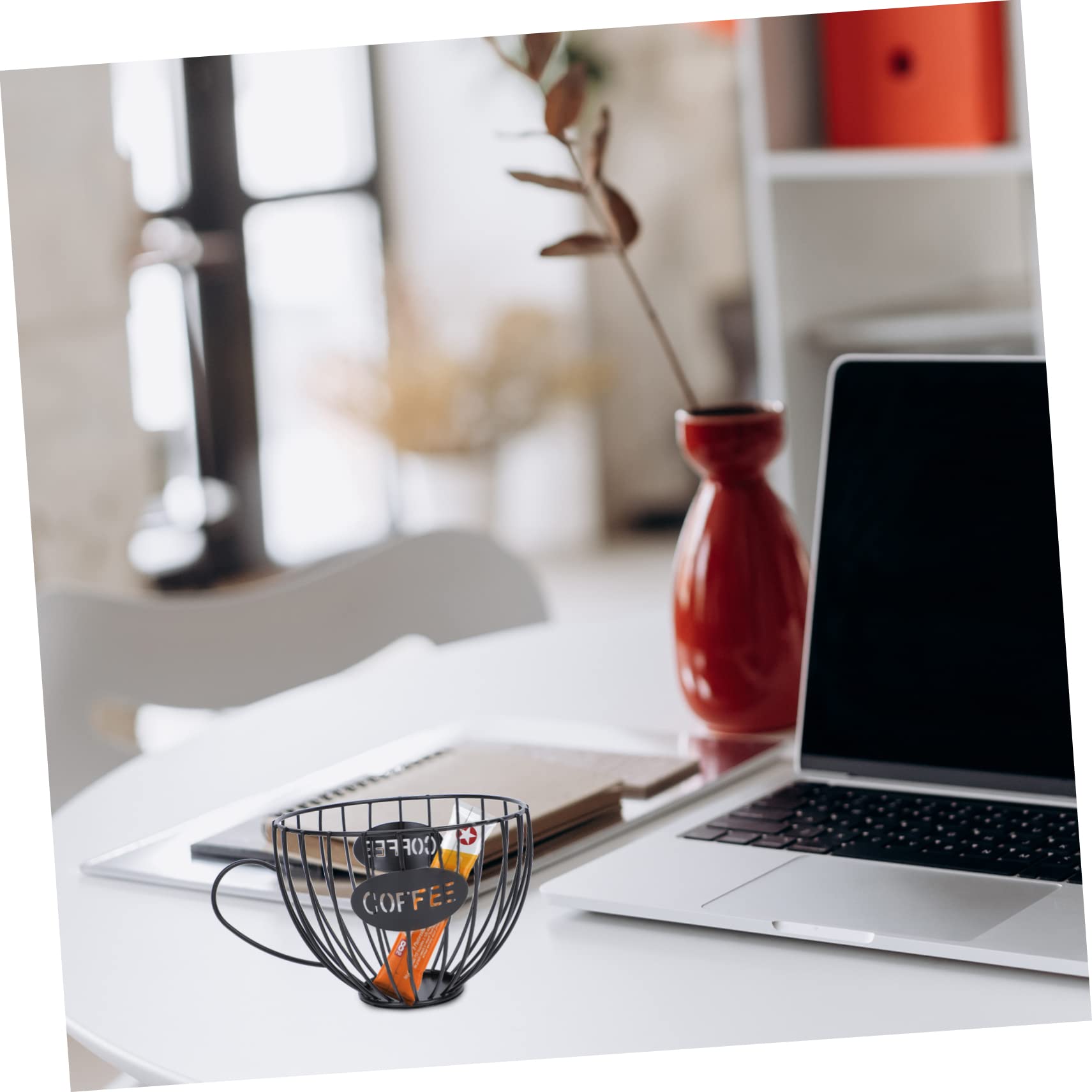 DOITOOL Metal Wire Coffee Storage Basket - Organizer for Espresso Glasses, Bread & Snacks - Rustic Office & Kitchen Countertop Decor - Perfect for Coffee Bars, Bakeries & Home Use