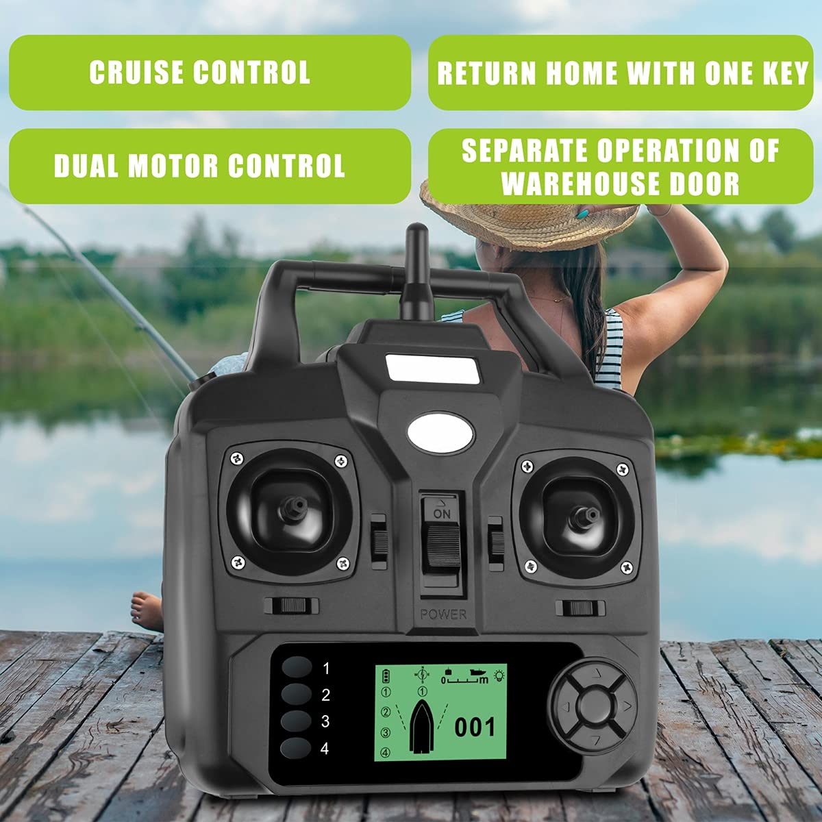 GPS Remote Control Fishing Bait Boat - 500M Range Dual Motor Bait Dispenser with Large Hopper & LED Lights for Night Fishing - Perfect for Carp, Catfish, Bass (Ideal for Lake, River & Offshore Fishing Adventures)