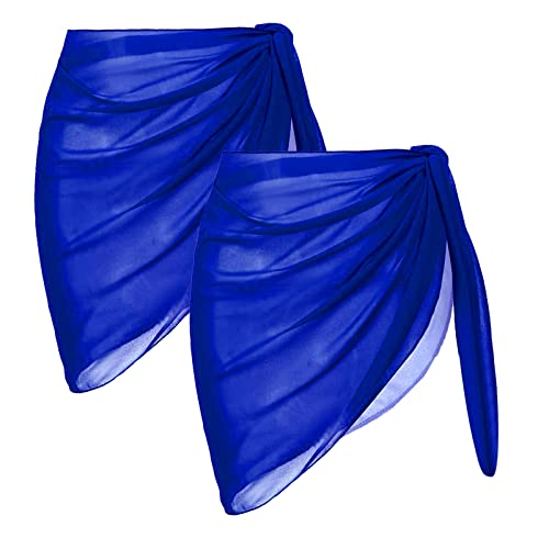 Women's 2-Piece Sheer Wrap Knot Cover Up Skirt - Beach Bikini Cover Up Without Swimsuit, Shiny Swimwear Wrap for Pool, Vacation & Summer Outfits