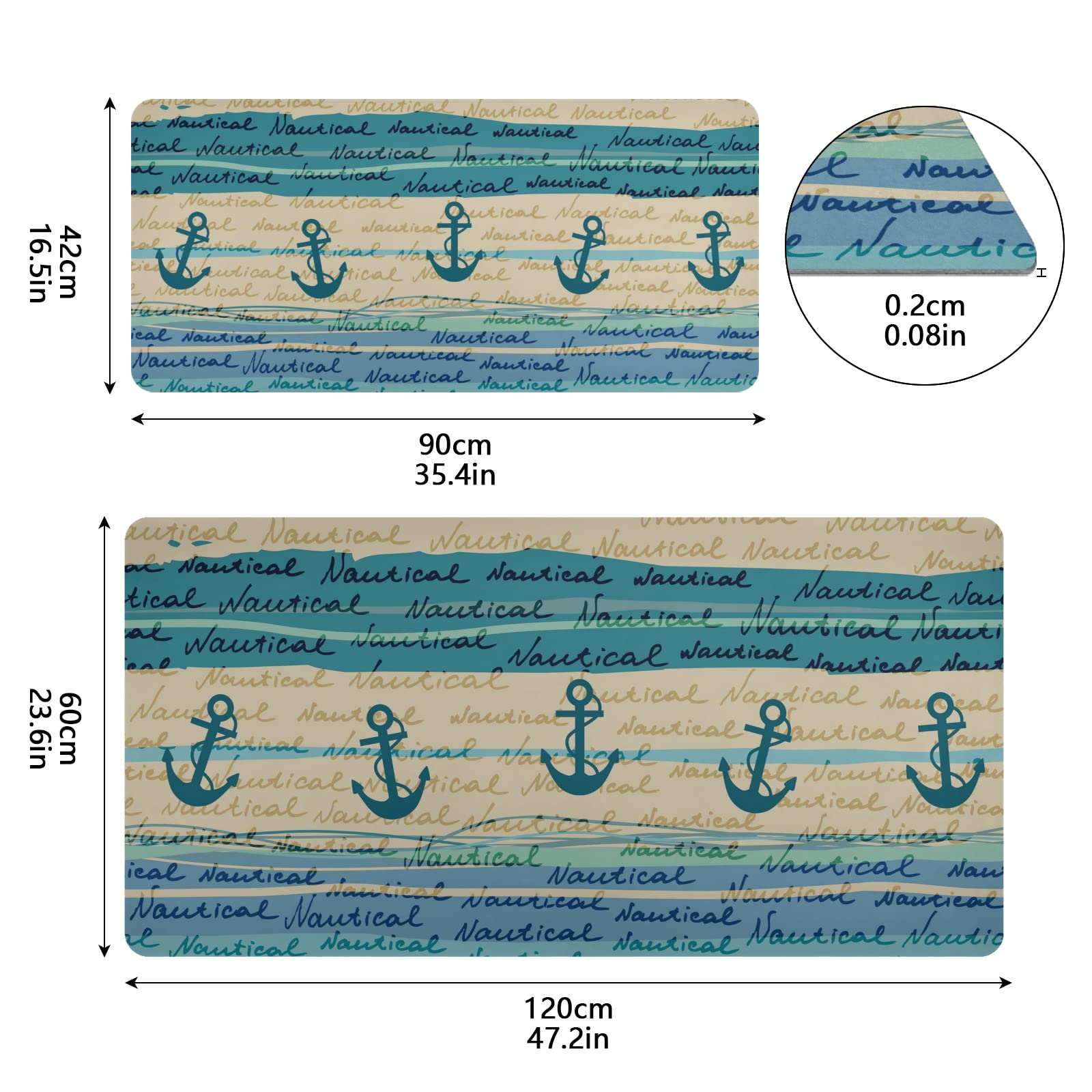 ALAZA Nautical Anchor Design PVC Leather Desk Mat - Waterproof Non-Slip Keyboard Mouse Pad (16.5