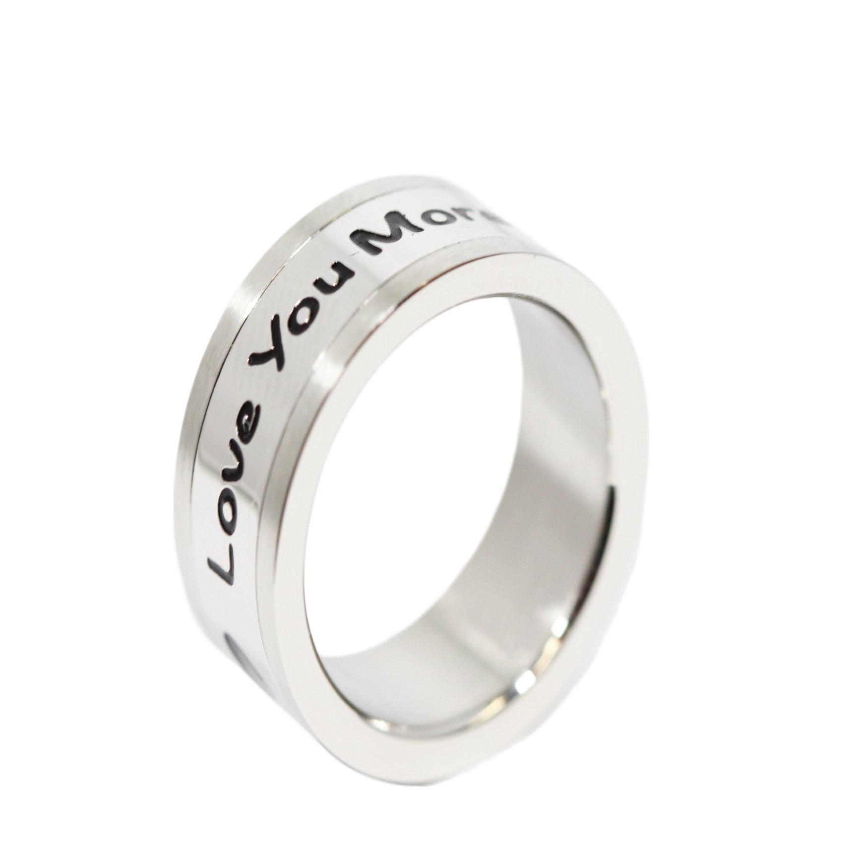 Rush Industries Love You More Spinner Ring - Stainless Steel Commitment Jewelry for Couples - Romantic Gift for Anniversary, Wedding & Valentine's Day