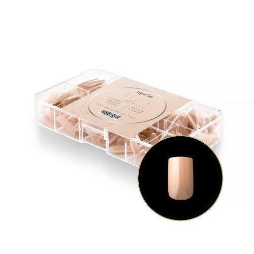 Apres Gel X Neutral Alex Natural Nail Tips 150pc - Short Square Style for DIY Manicures & Professional Salon Use