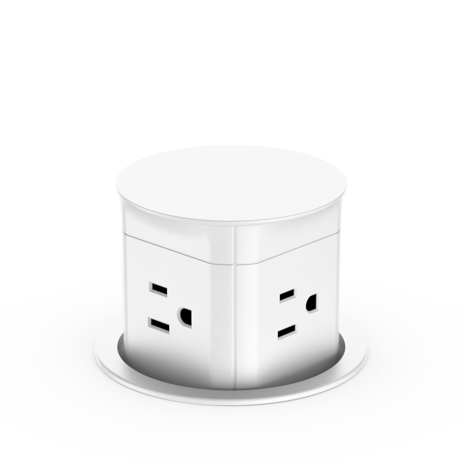Automatic Pop-Up Countertop Outlet with 15A Receptacle - Splash Resistant Power Hub for Kitchen, Conference Table & Office - White | Perfect for Home, Office & Commercial Use