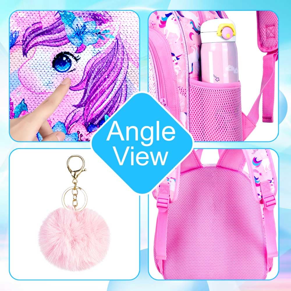 **Unicorn Toddler Backpack for Girls - 12