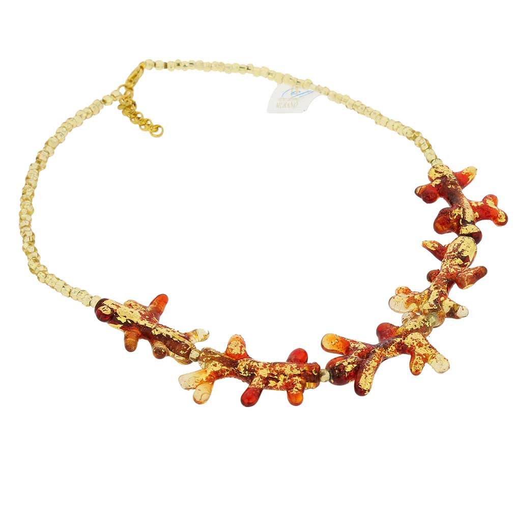 Venetian Murano Glass Coral Necklace - Handmade Italian Jewelry for Women, Perfect for Weddings, Parties & Special Occasions