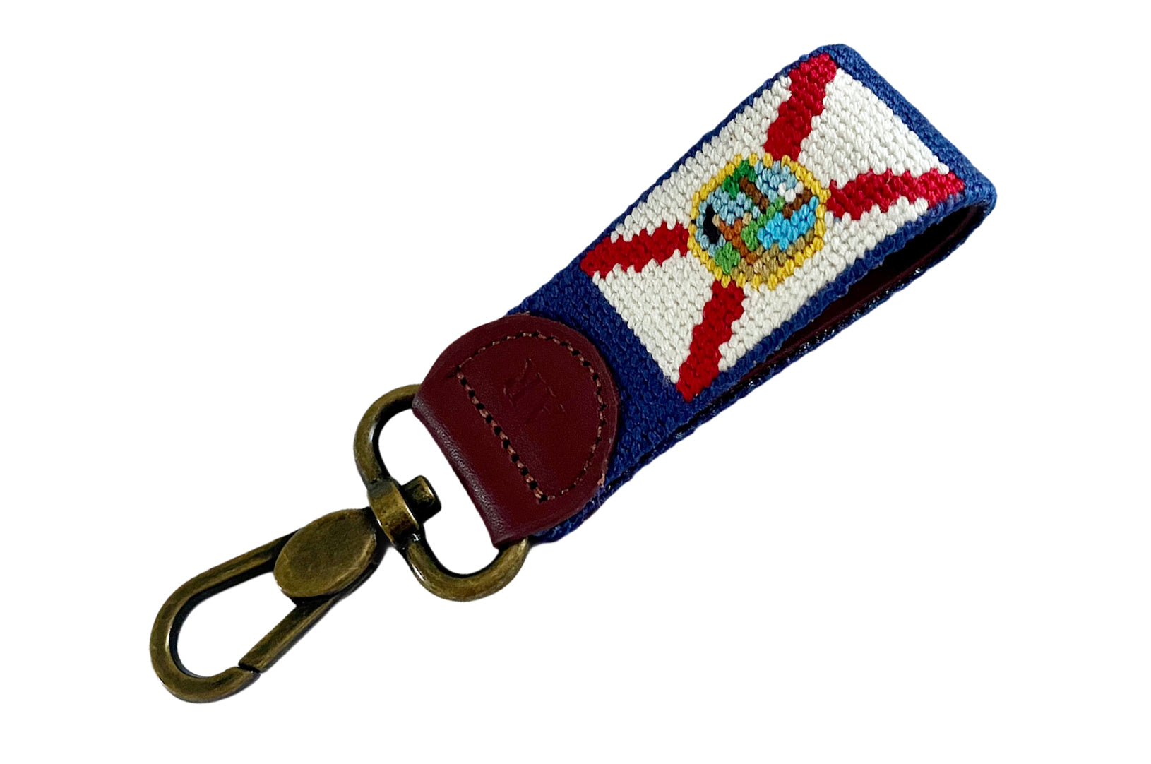 Florida Flag Needlepoint Keychain - Handmade Key Fob with Embroidered State Flag - Perfect for Keys, Bags & Gifts (Florida Pride, Travel Accessories)