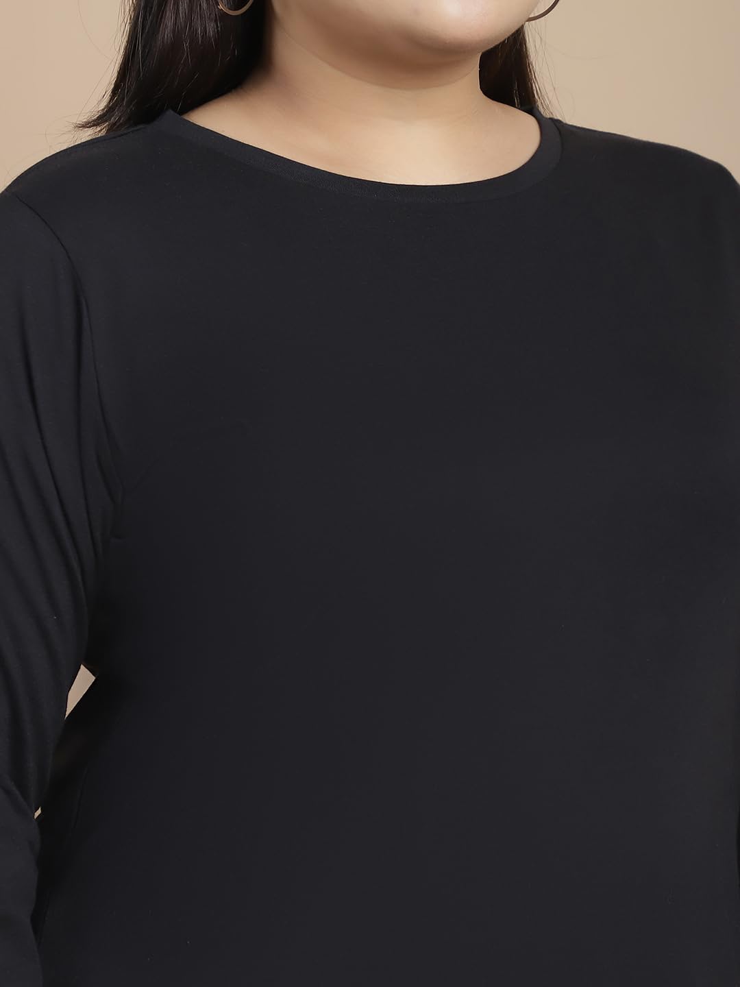 Rigo Women's Plus Size Thumbhole T-Shirt - Slim Fit Round Neck Tee with Side Slits | Western Style Gym & Workout Top | Perfect for Yoga, Running & Casual Wear