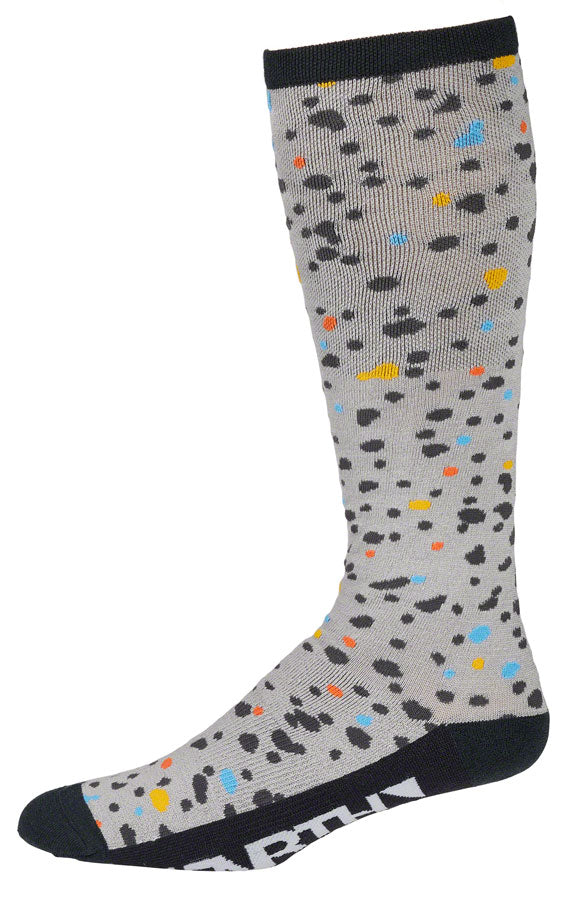 45NRTH Speck Heavyweight Knee High Wool Socks for Men & Women - Gray/Dark Blue, Small - Warm Winter Hiking & Outdoor Activities Socks