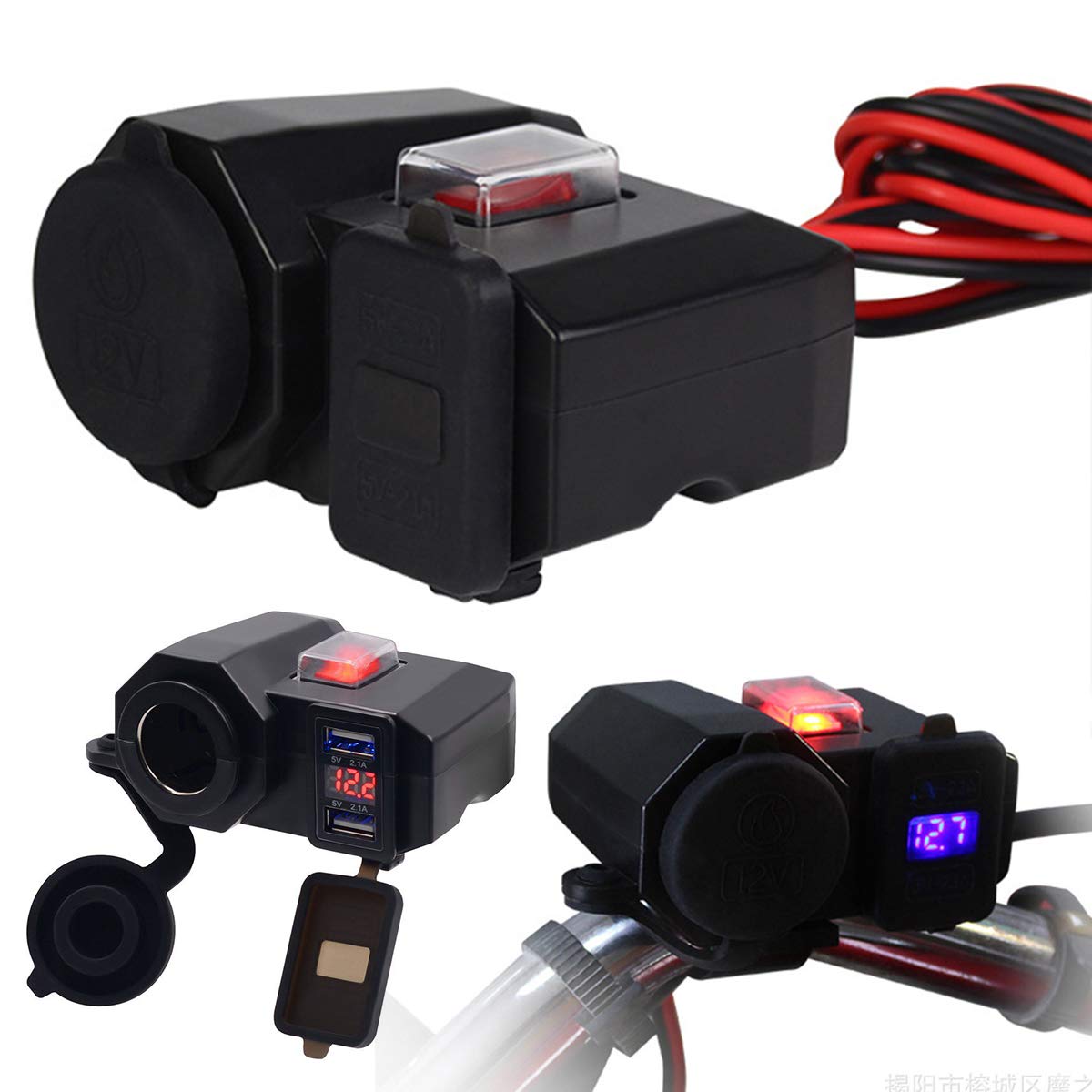 DaMohony 12V Dual USB Port Motorcycle Charger - Waterproof & Fast Charging Power Outlet Socket for Harley, Honda, Yamaha - Perfect for Road Trips & Adventure Riding