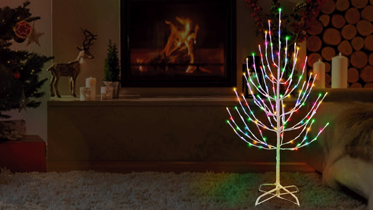 3' Twig Tree Decoration with Twinkling 5MM LED Lights - Christmas Table Centerpiece, Holiday Home Decor, Winter Wedding & Party Decoration