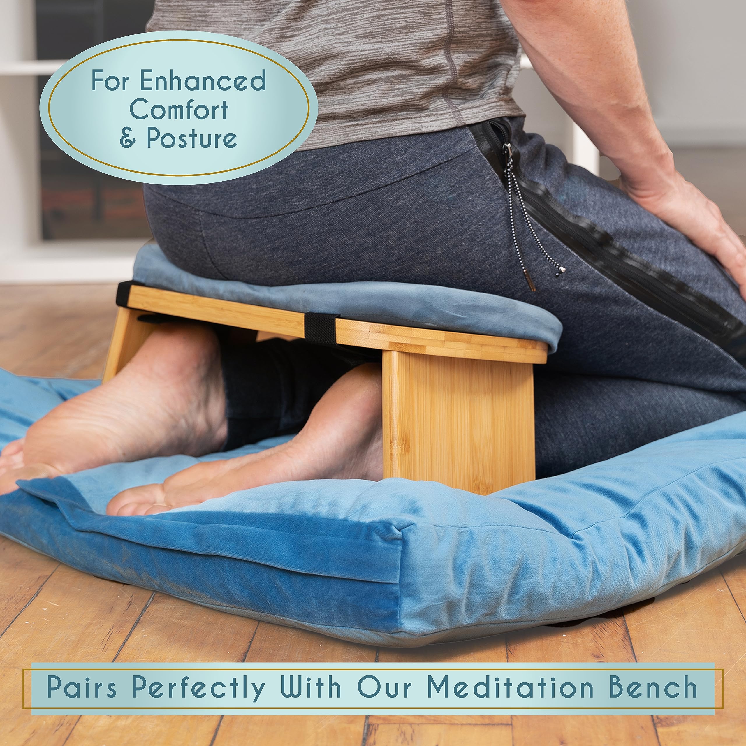 Florensi Premium Velvet Meditation Mat Zabuton - 100% Cotton Filled Floor Cushion for Yoga, Zen Sitting & Mindfulness Practice - Comfortable Meditation Pillow for Women & Men - Perfect for Home, Studio & Temple Use