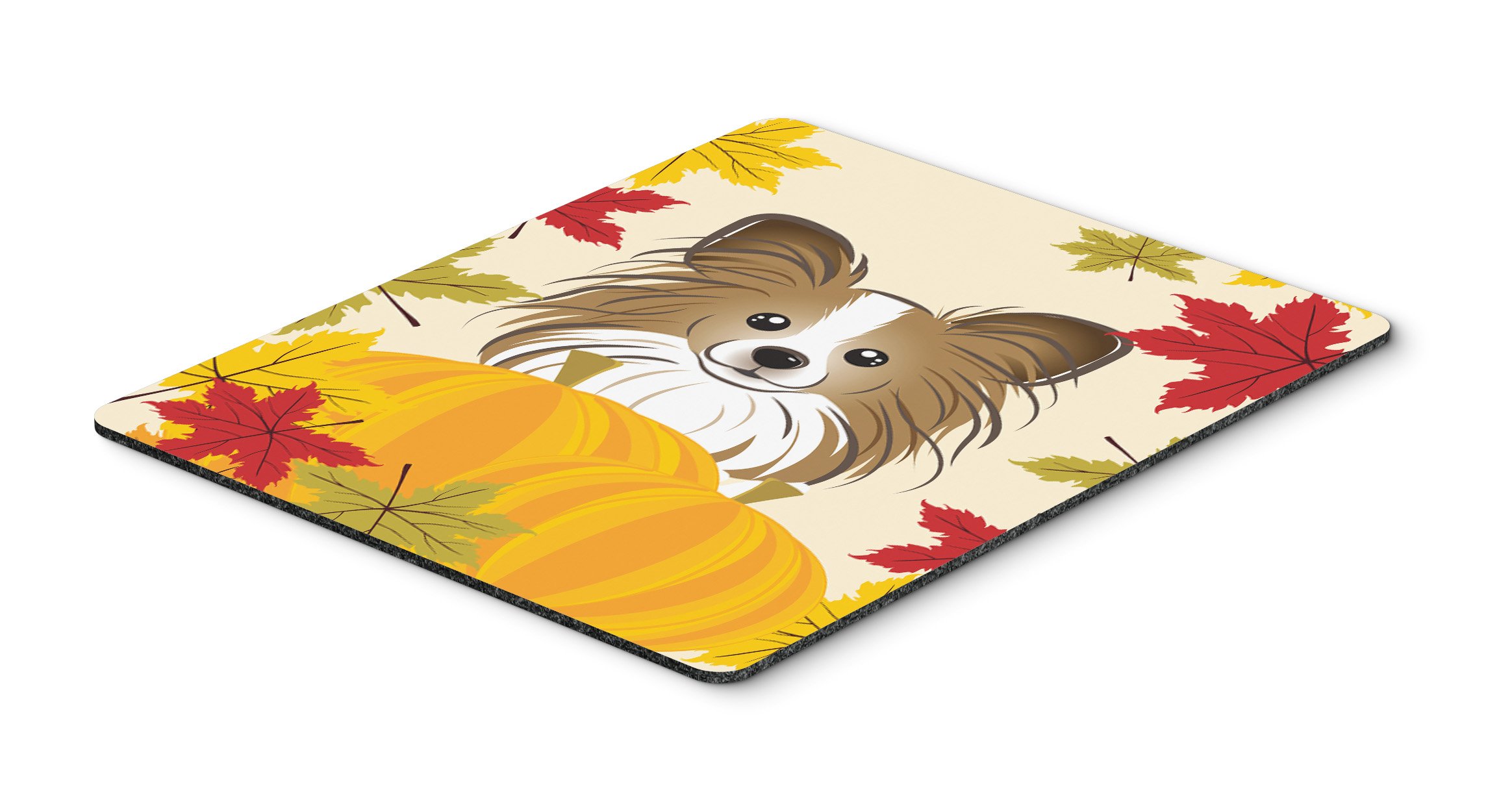 Caroline's Treasures BB2054MP Thanksgiving Papillon Mouse Pad - Large Washable Non-Slip Desk Mat for Home Office, Gaming & Computer Work | Holiday Decor & Kitchen Hot Pad Trivet