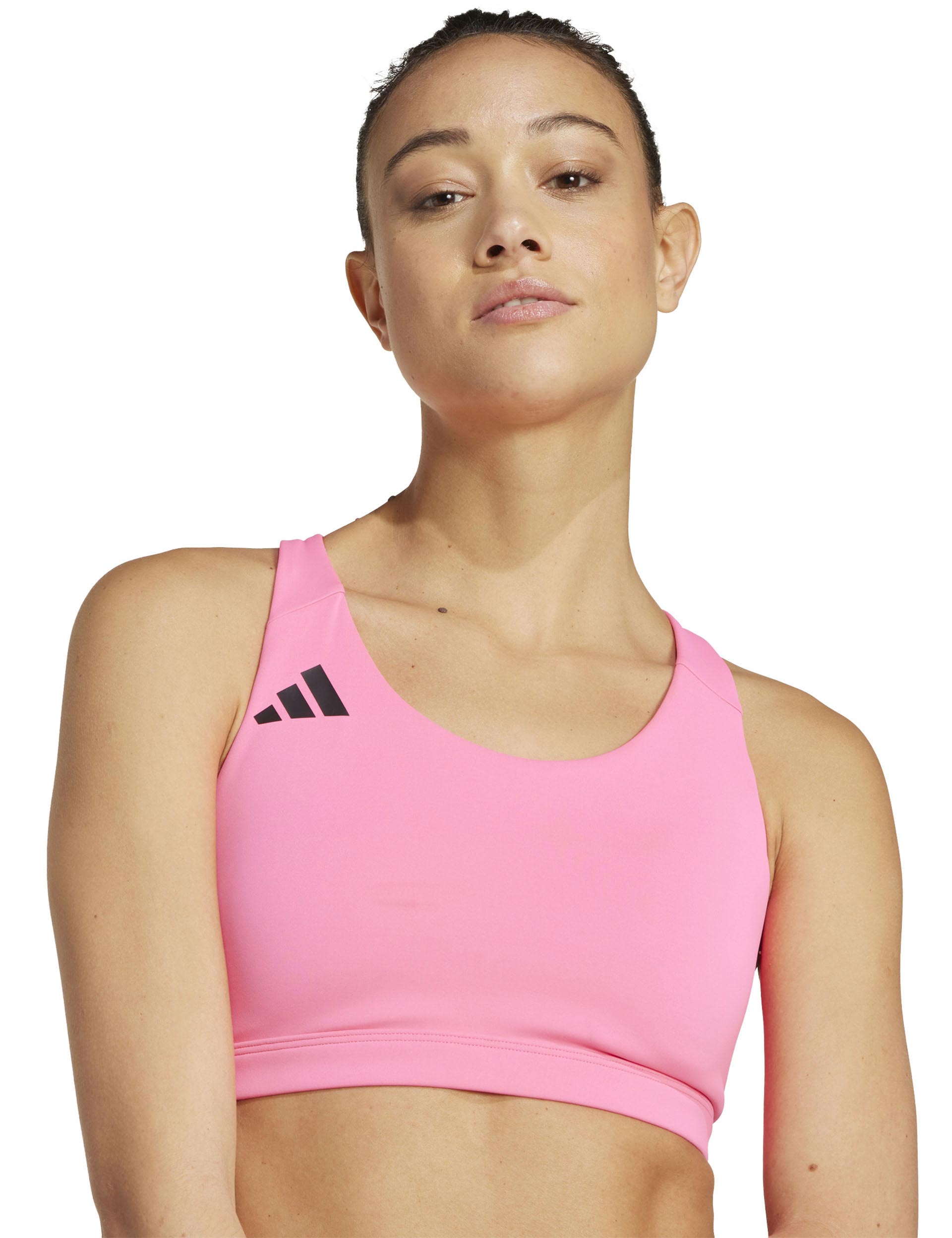 Adizero Essentials Run Medium Support Sports Bra for Women - Lightweight, Breathable & High Support - Lucid Pink - Perfect for Running, Gym & High-Intensity Workouts