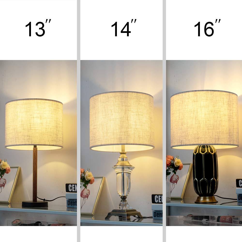 Wellmet 13x13x10 Inch Fabric Drum Lampshade - Classic Modern Style with Spider Fitter for Table, Bedside & Floor Lamps - Easy Assembly Required - Perfect for Living Room, Bedroom or Office Decor