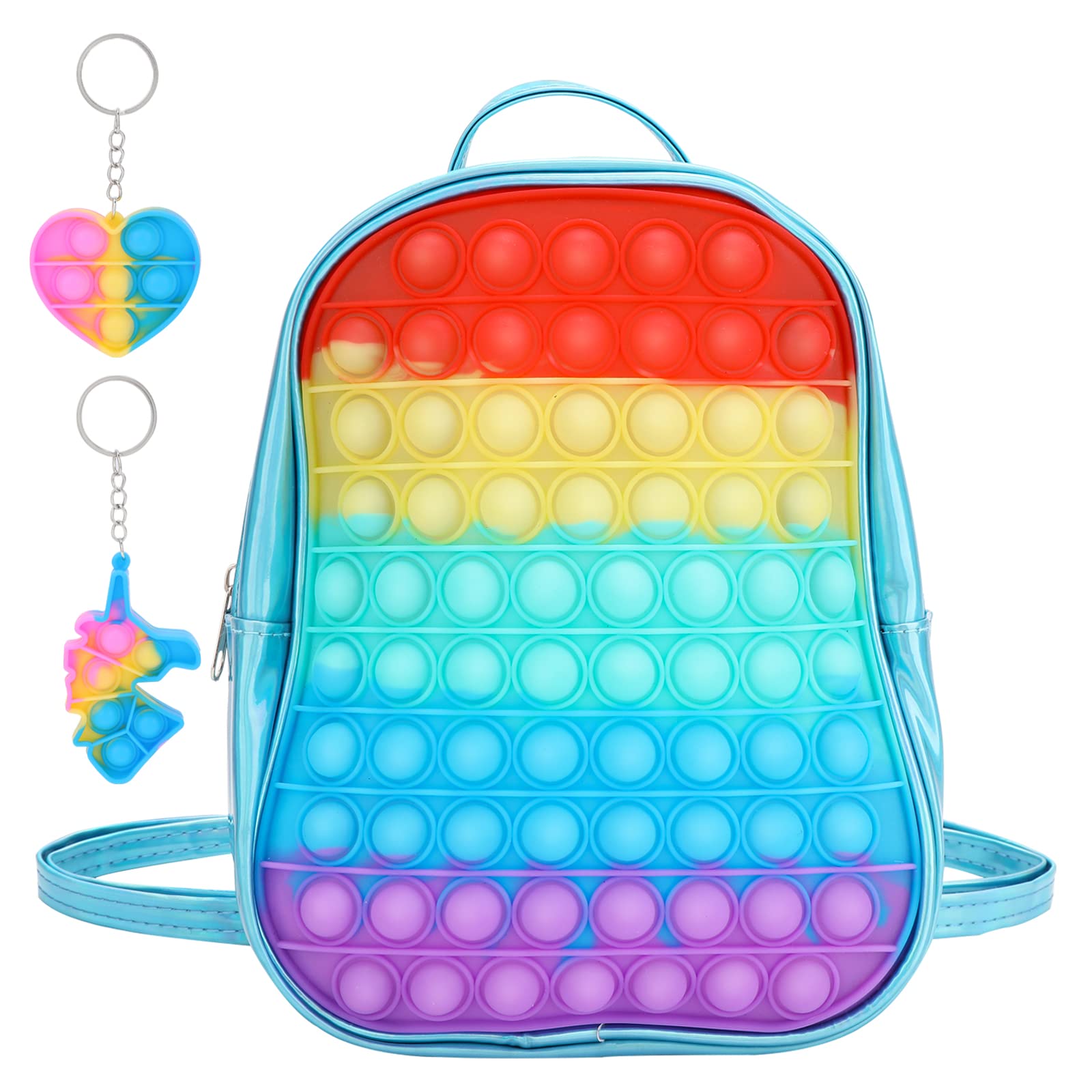 i-FSK Pop On It Backpack for Kids - Sensory Fidget Toy Shoulder Bag for Boys & Girls, Stress Relief Bookbag for Autism & ADHD - Perfect for School, Travel & Anxiety Relief (Elementary Backpack & Crossbody Purse)