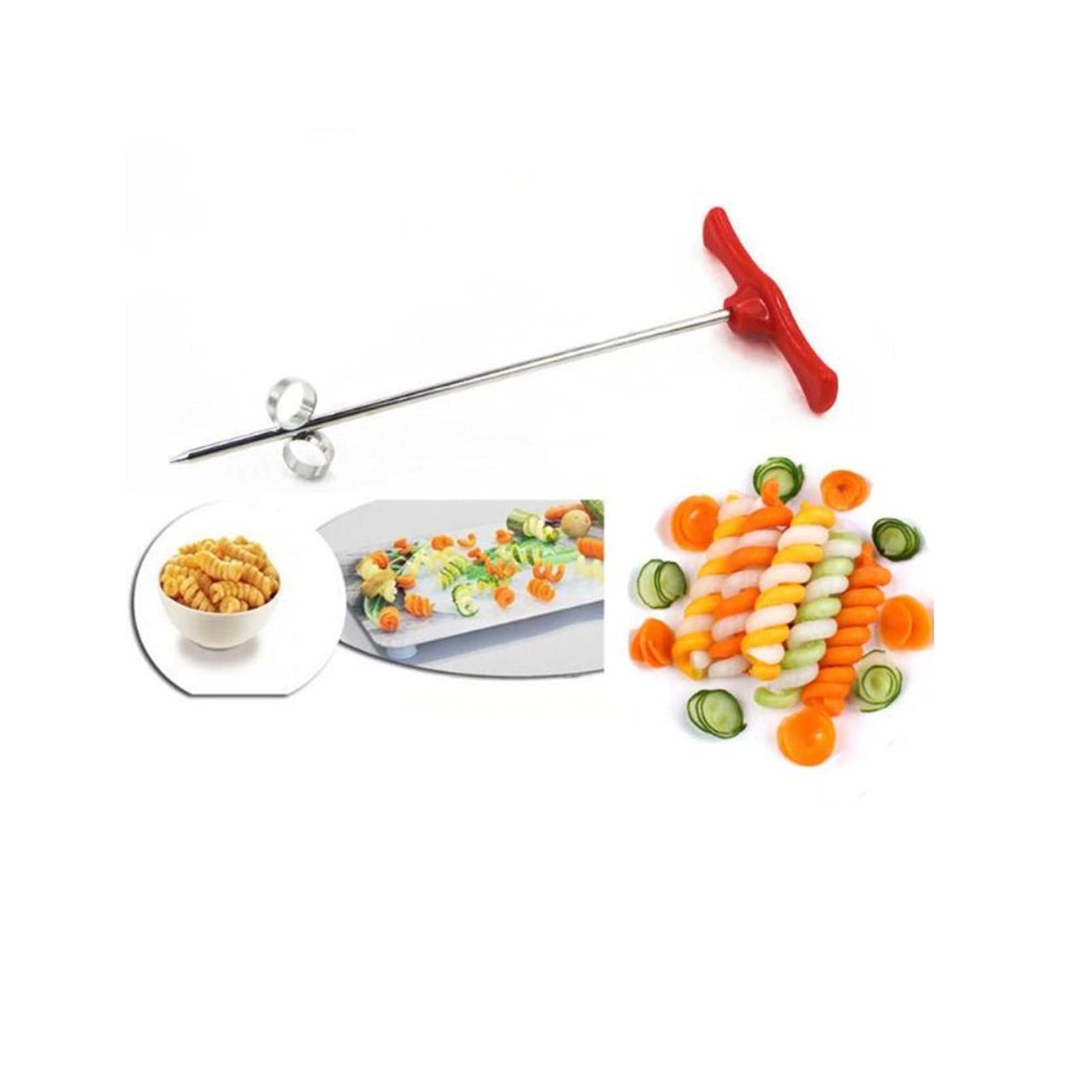 Stainless Steel Spiral Twist Knife for Fruits & Vegetables - Healthy Snack & Chip Maker - Perfect for Salads, Parties & Meal Prep - Easy Spiralizer & Shredder for Kids & Adults