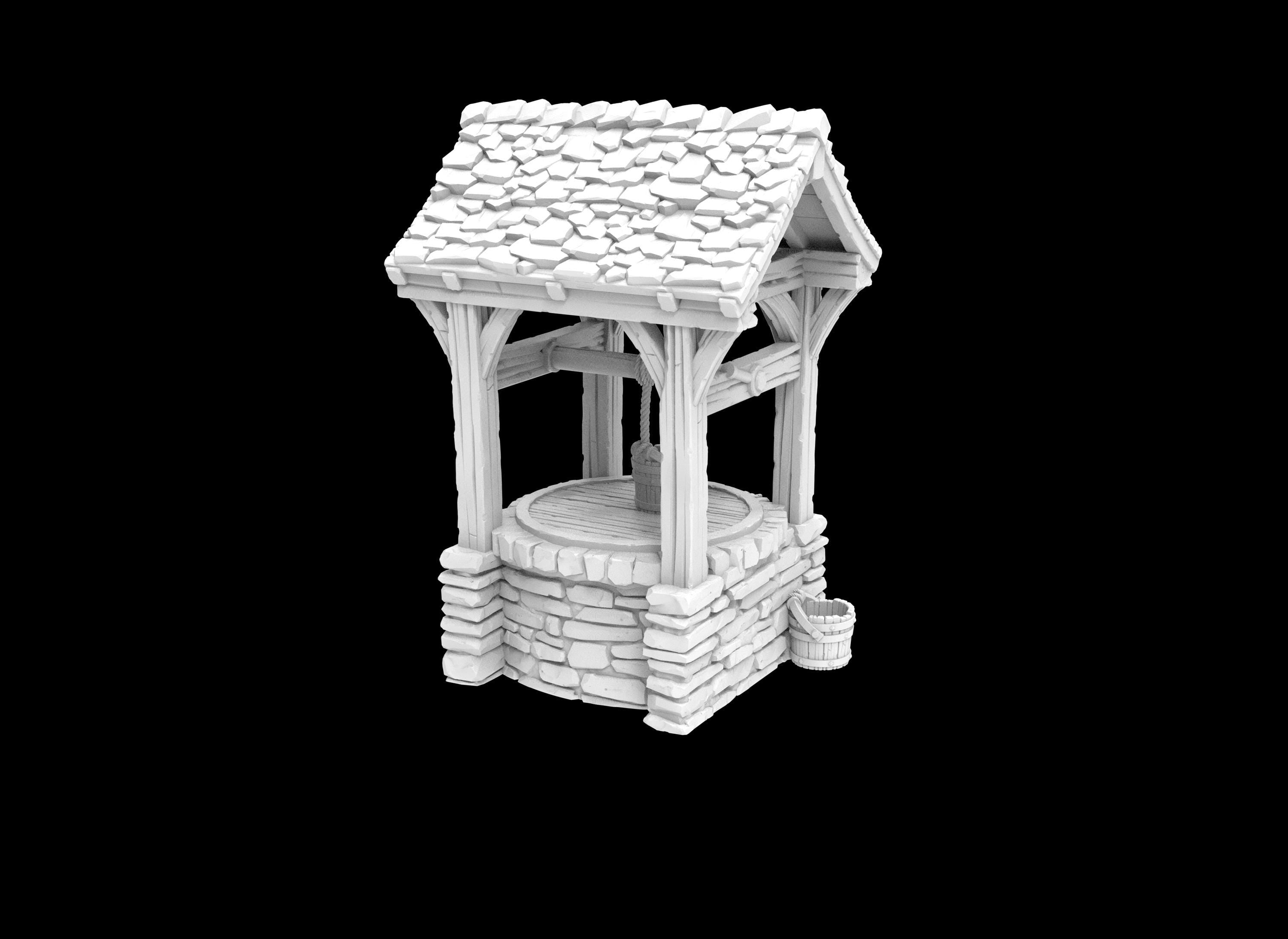 Rustic Medieval Water Well Accessory for DnD, Pathfinder & Wargaming - Perfect for Tabletop RPG Scenes & Fantasy Battle Terrain