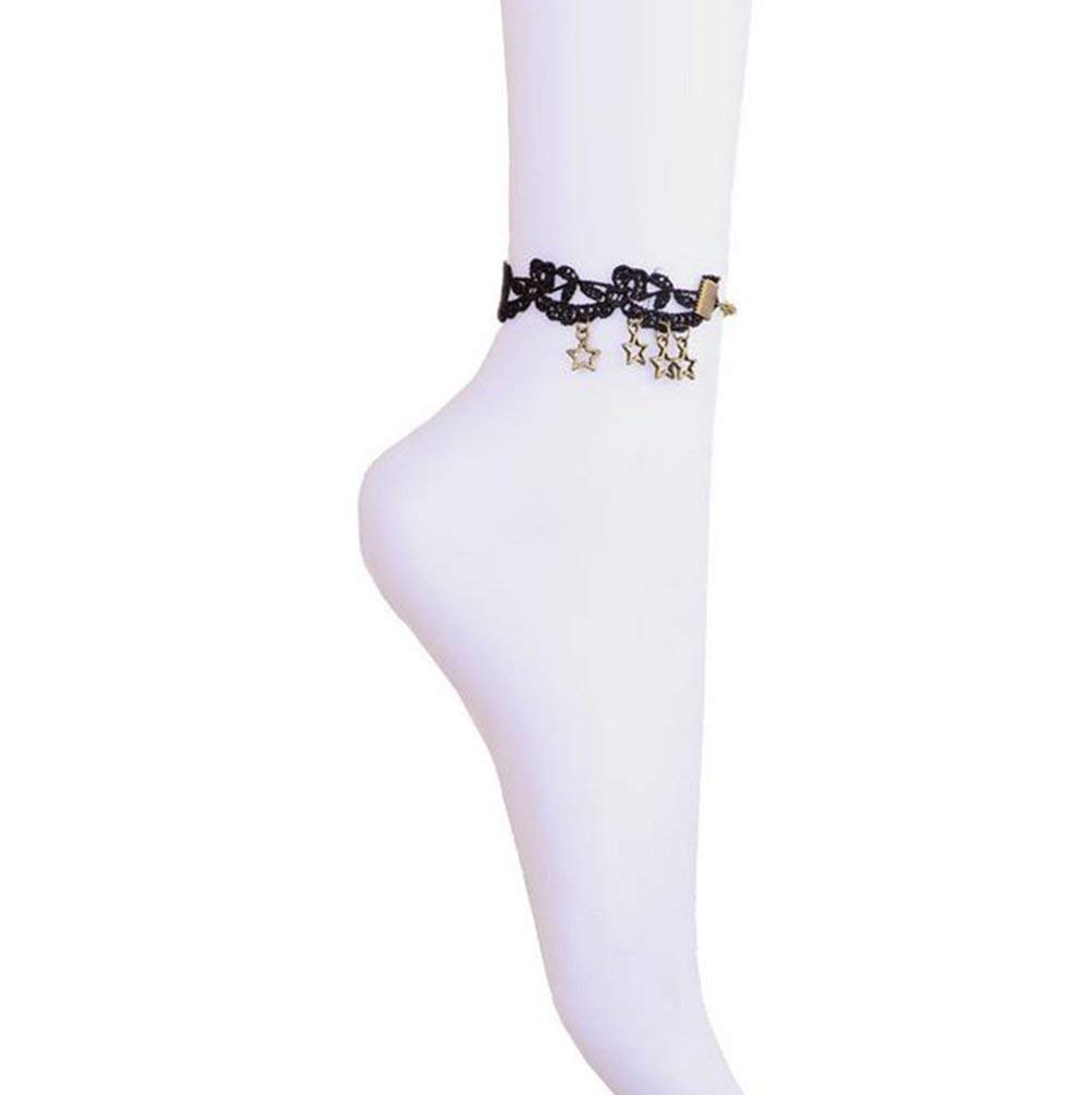 Unisex Star Ankle Bracelet - Fashion Five-Pointed Star Lace Anklet Chain Foot Jewelry for Women - Beach Barefoot Sandal Dress Decoration - Perfect for Summer Outfits, Vacations & Boho Style Accessories