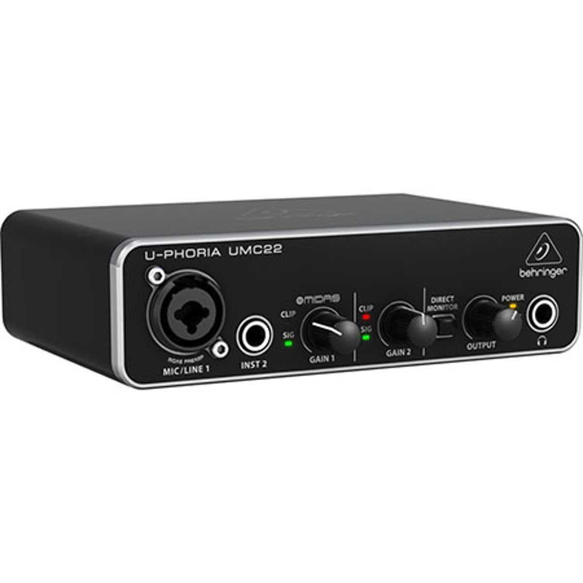 Behringer U-Phoria UMC22 USB Audio Interface for Recording & Streaming - High-Quality 2x2 USB Audio Interface with XLR/TRS Inputs, Phantom Power, and Direct Monitoring for Home Studio, Podcasting & Music Production