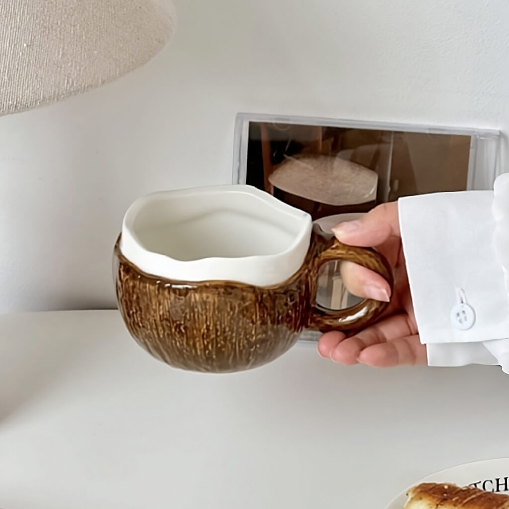 Premium Ceramic Coffee Mug with Coconut Design - Perfect for Home, Office & Gifts - Ideal for Hot Beverages & Cozy Moments