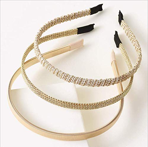 No Slip Thin Headbands for Women & Girls - Fashionable Skinny Hair Bands in Gold - Perfect for Workouts, Yoga, Office & Everyday Styling
