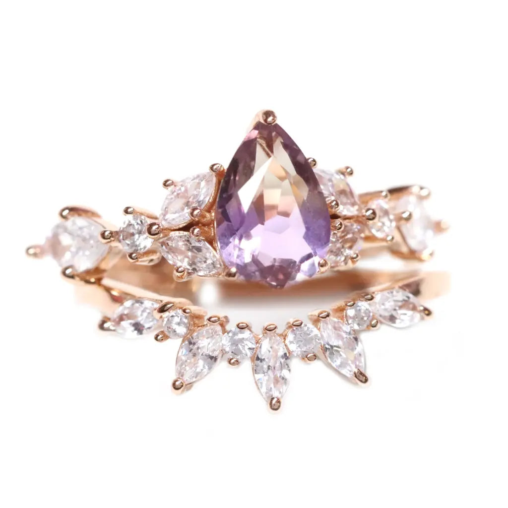Elegant Louise Ring Set for Women - Sterling Silver Stackable Rings - Perfect for Wedding, Anniversary, and Everyday Wear