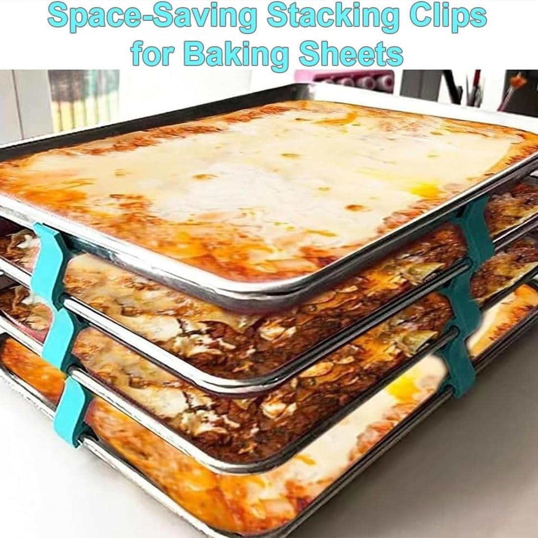 Baking Sheet Stackers & Cookie Sheet Stacking Clips - 16pcs Reusable Space-Saving Organizer for Freeze Dryer Trays & Sheet Pans (Black) - Perfect for Kitchen Storage, Baking Organization & Freeze Drying Prep
