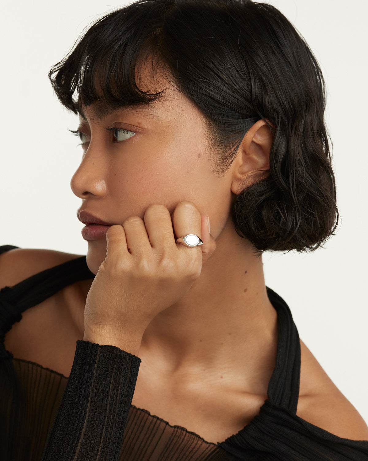 GRID 2 Stamp Silver Ring for Women - Minimalist Stackable Band Jewelry - Perfect for Everyday Wear, Gifts & Special Occasions