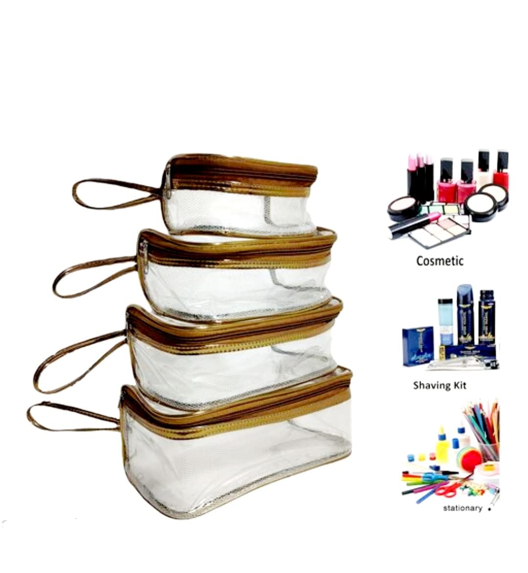 Ankit Traders 4-Piece Clear Travel Pouch Set - Waterproof Makeup Organizer & Toiletry Bag for Women | Perfect for Cosmetic Storage, Vacation Essentials & Daily Use