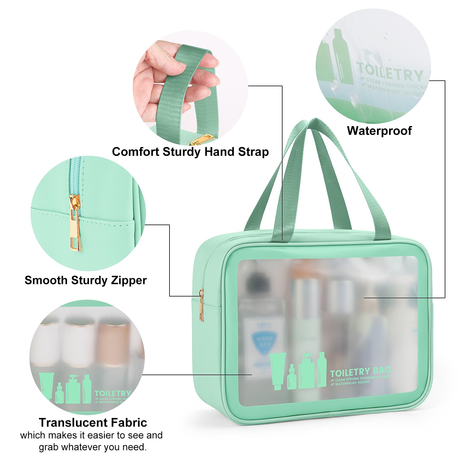 MAANGE Waterproof Travel Toiletry Bag for Women & Men - Translucent Cosmetic & Makeup Organizer for Toiletries & Accessories | Perfect for Air Travel, Gym, Camping & Daily Use
