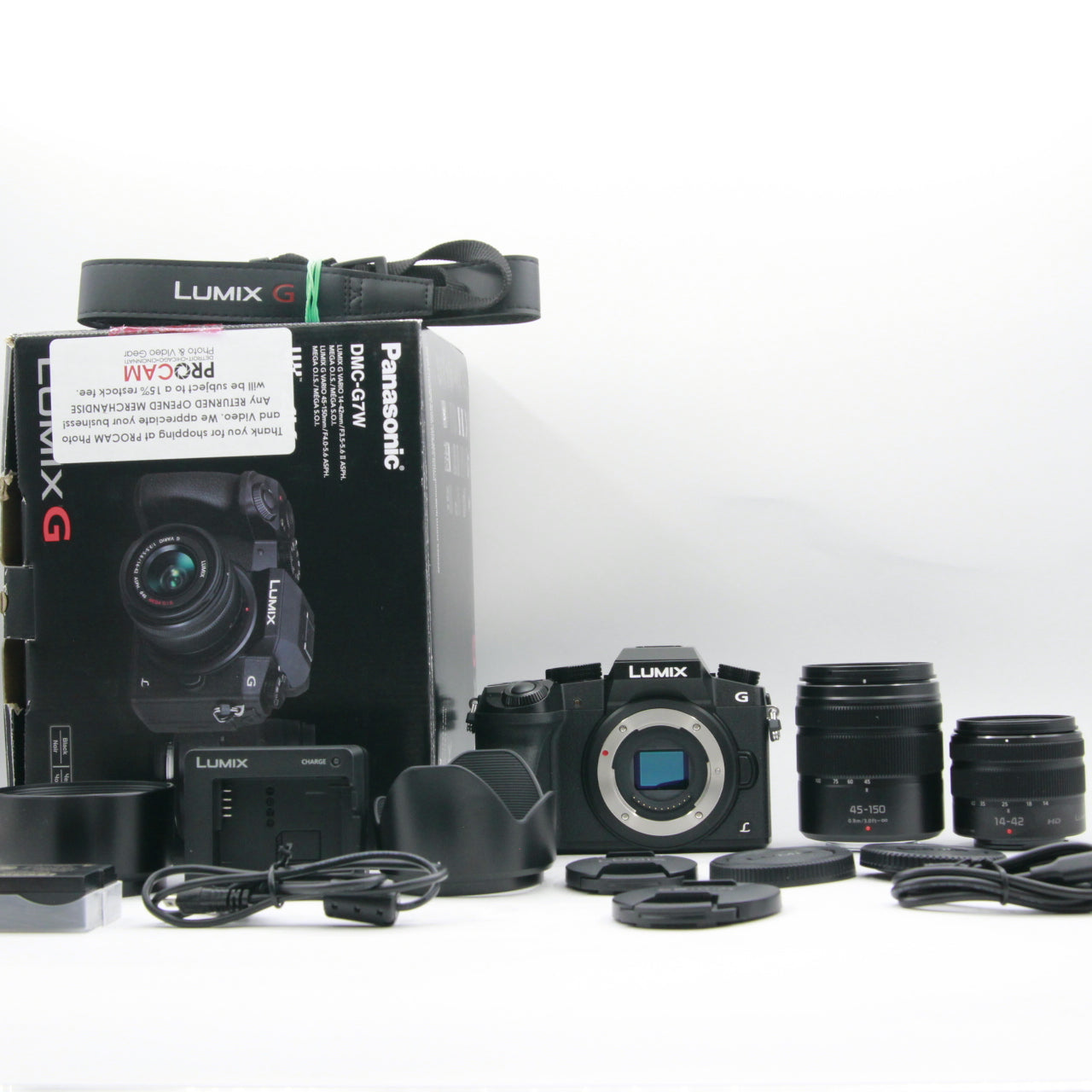 Open Box Panasonic Lumix DMC-G7 Mirrorless Micro Four Thirds Digital Camera Bundle with 14-42mm & 45-150mm Lenses (Black) - Perfect for Vlogging, Travel Photography & Professional Shooting