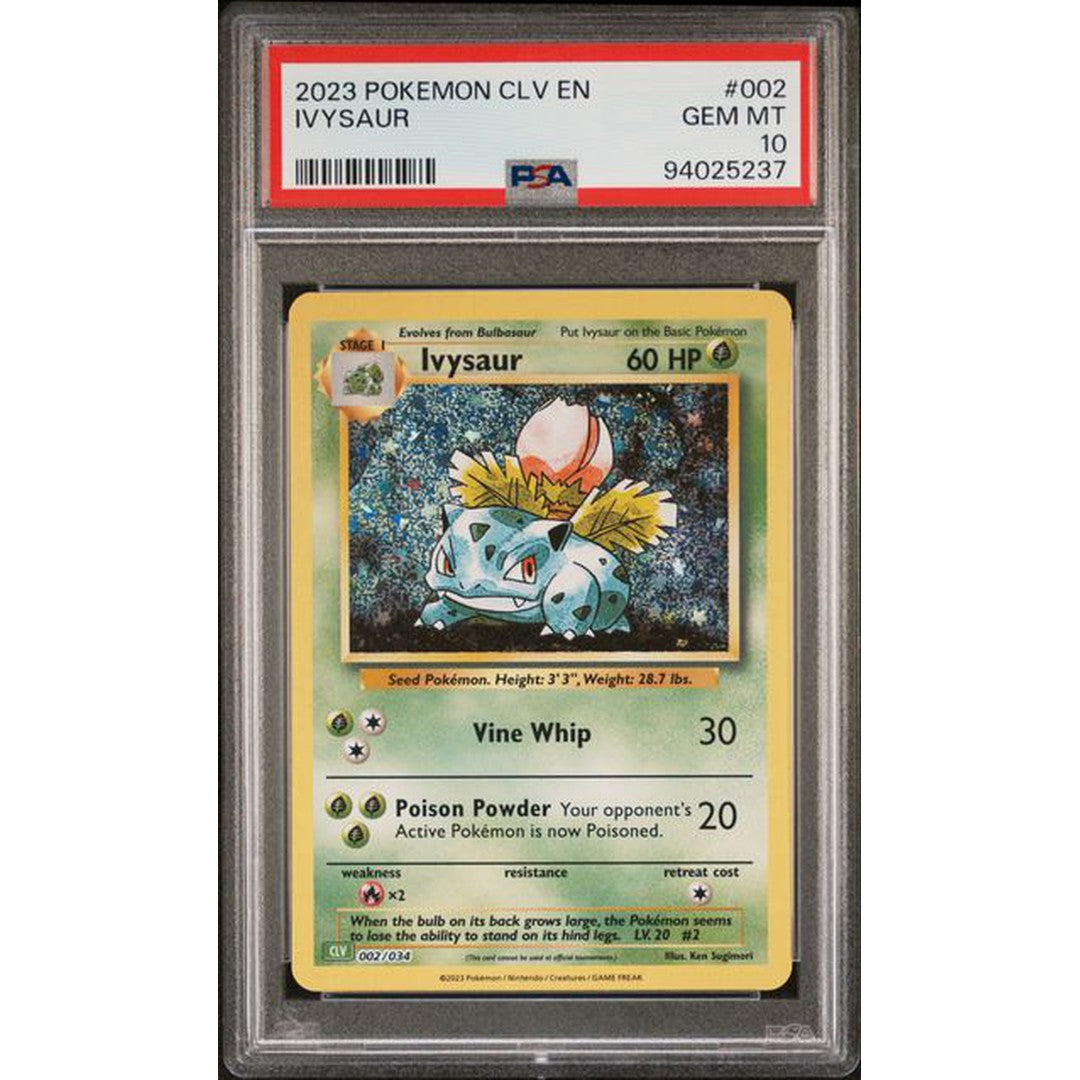 2023 Pokemon Classic Collection Ivysaur 002/034 PSA 10 Graded Card - Rare Collectible for Pokemon TCG Fans, Perfect for Display & Investment