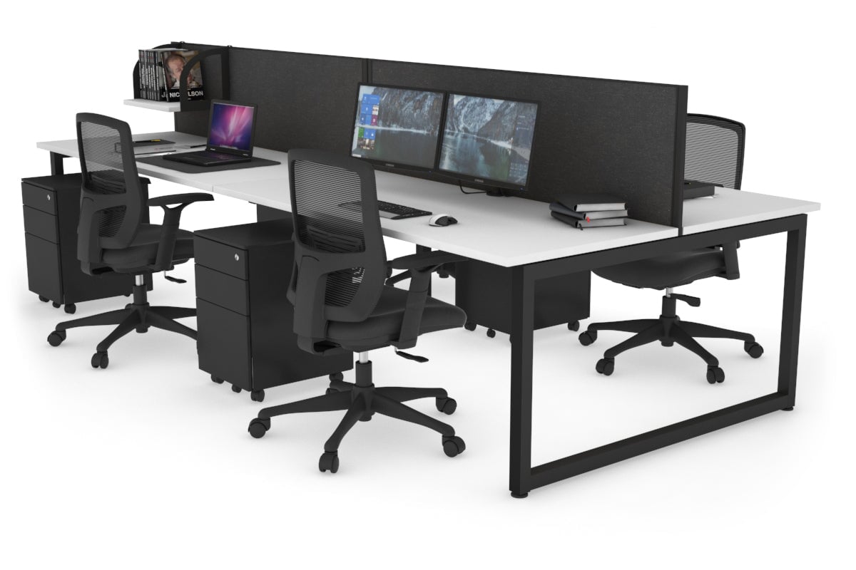 Quadro Loop Legs 4-Person Office Workstation - 1400L x 700W Modern Collaborative Desk for Team Workspaces | Perfect for Open Offices, Coworking Spaces & Conference Rooms
