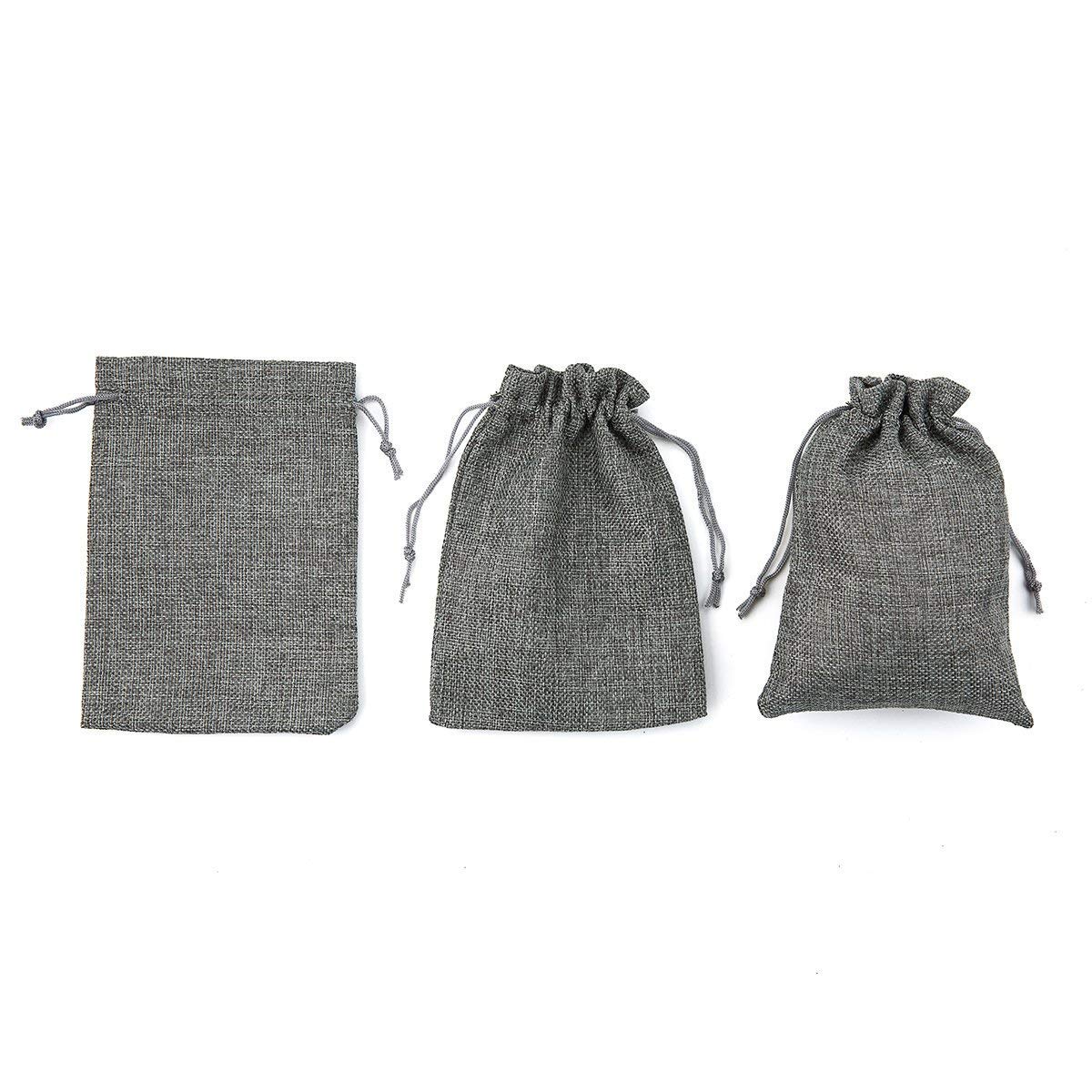 30 Pack Natural Burlap Drawstring Bags - 4 x 5.5 Inch Small Gift Pouches for Jewelry, Wedding Favors, Party Decor & DIY Crafts - Eco-Friendly Fabric Gift Bags for Bridal Shower, Baby Shower, Christmas & Holiday Gifting (Gray)