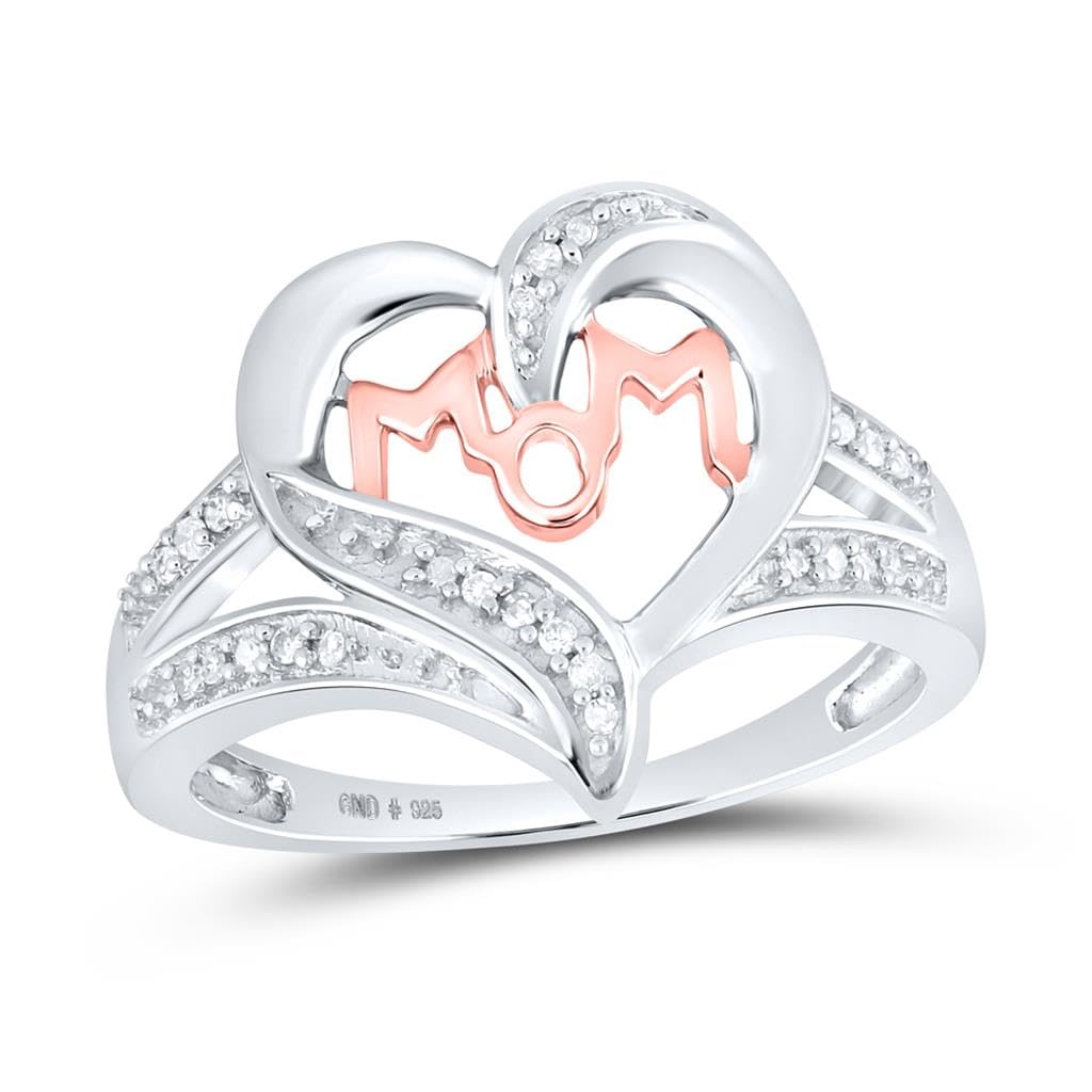 Jewels By Lux Sterling Silver Women's Round Diamond Heart Ring - 1/10 Cttw, Size 7 - Perfect Mother's Day Gift, Anniversary Present & Everyday Elegant Jewelry