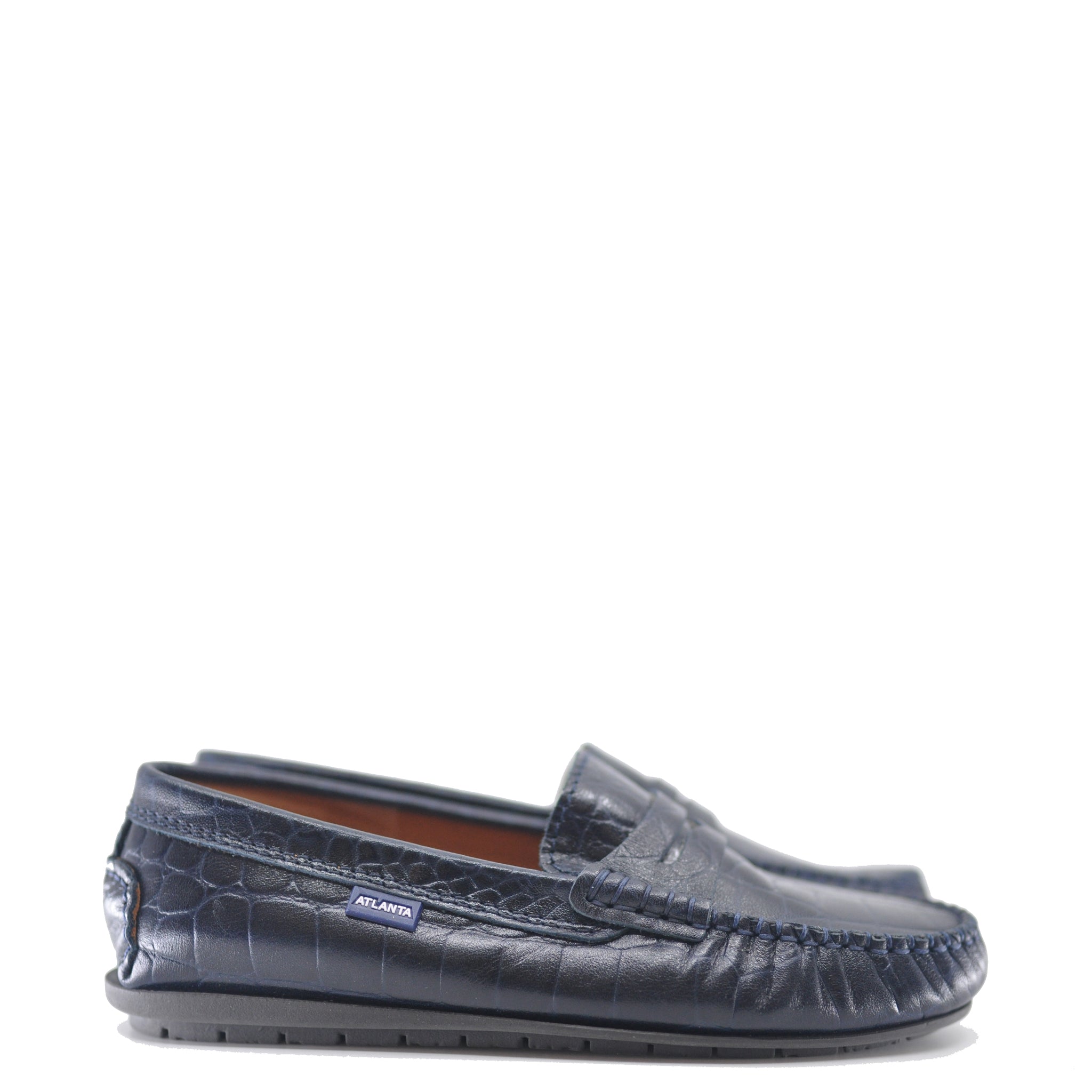 **Atlanta Moccasin Navy Crocodile Penny Loafers for Men - Comfortable & Stylish Slip-On Shoes for Business Casual & Office Wear**