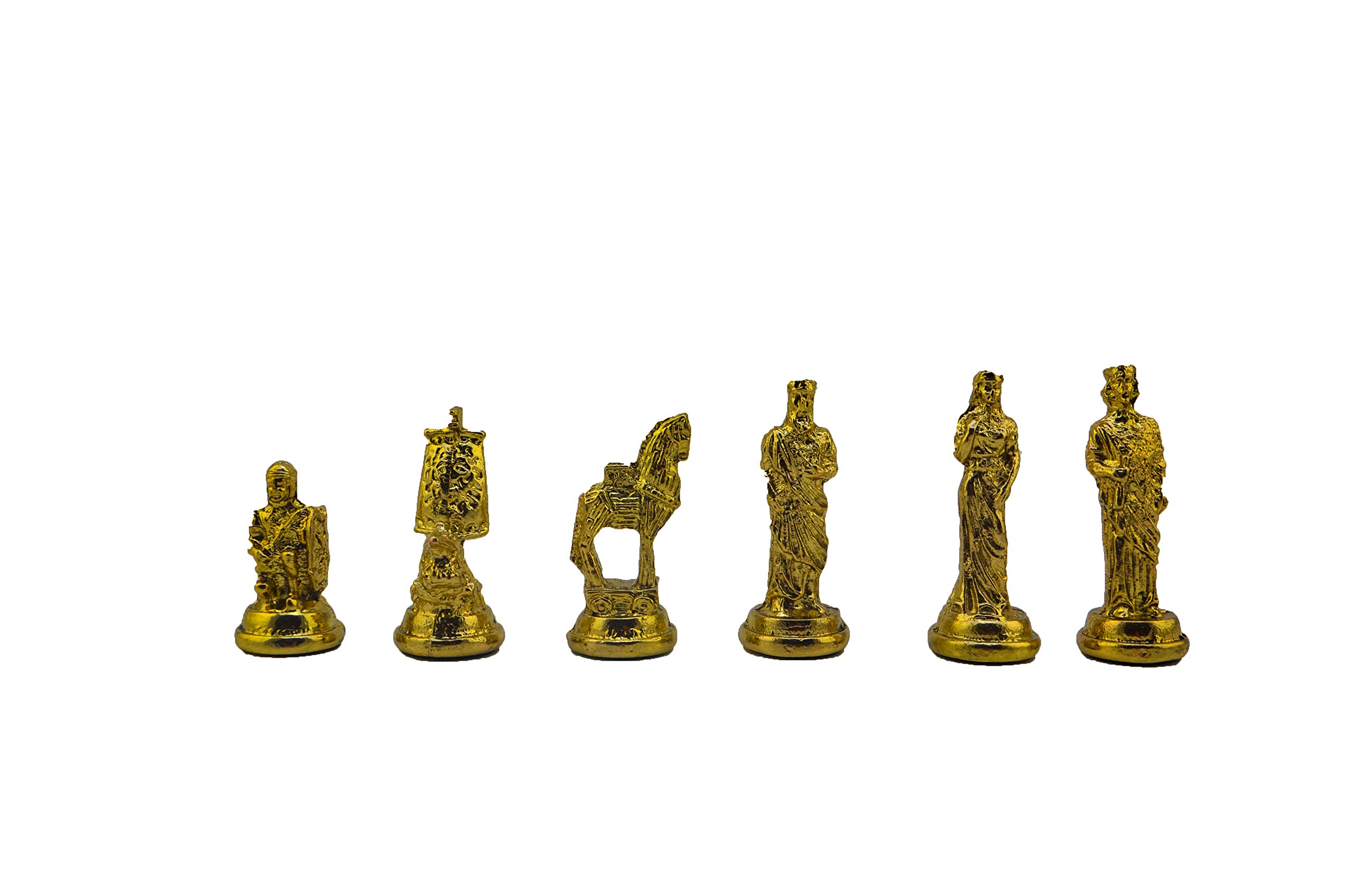 Handmade Metal Chess Set for Adults - Historical Troy vs Spartan Figures with Unique Wooden Chess Board (Black Marble) | Perfect for Home Decor, Game Nights & Collector's Display