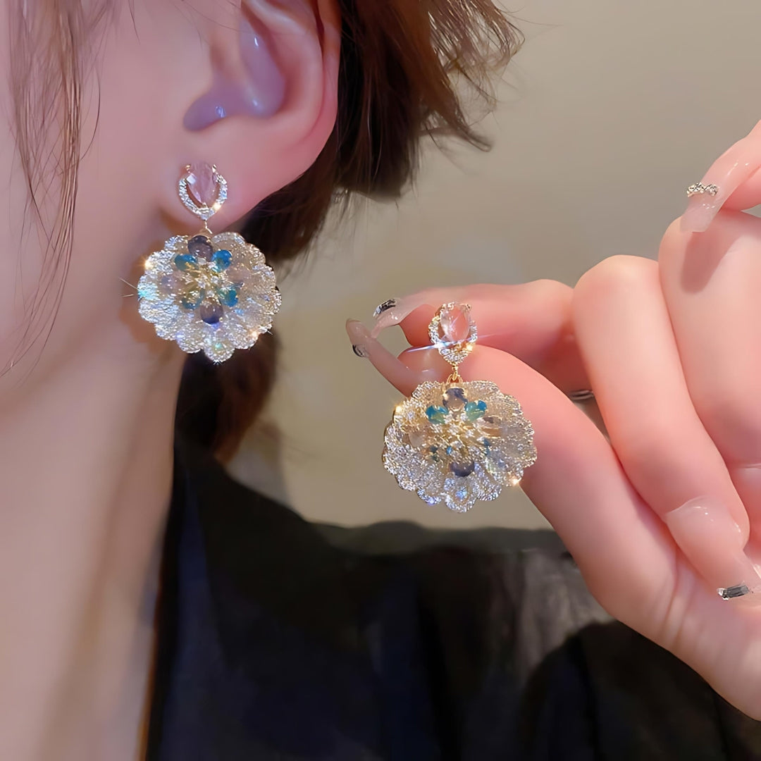 Luxury Boho Fan-Shaped Shell Flower Drop Earrings for Women | HE8640 | Perfect for Beach Weddings, Summer Parties & Boho Fashion Accessories
