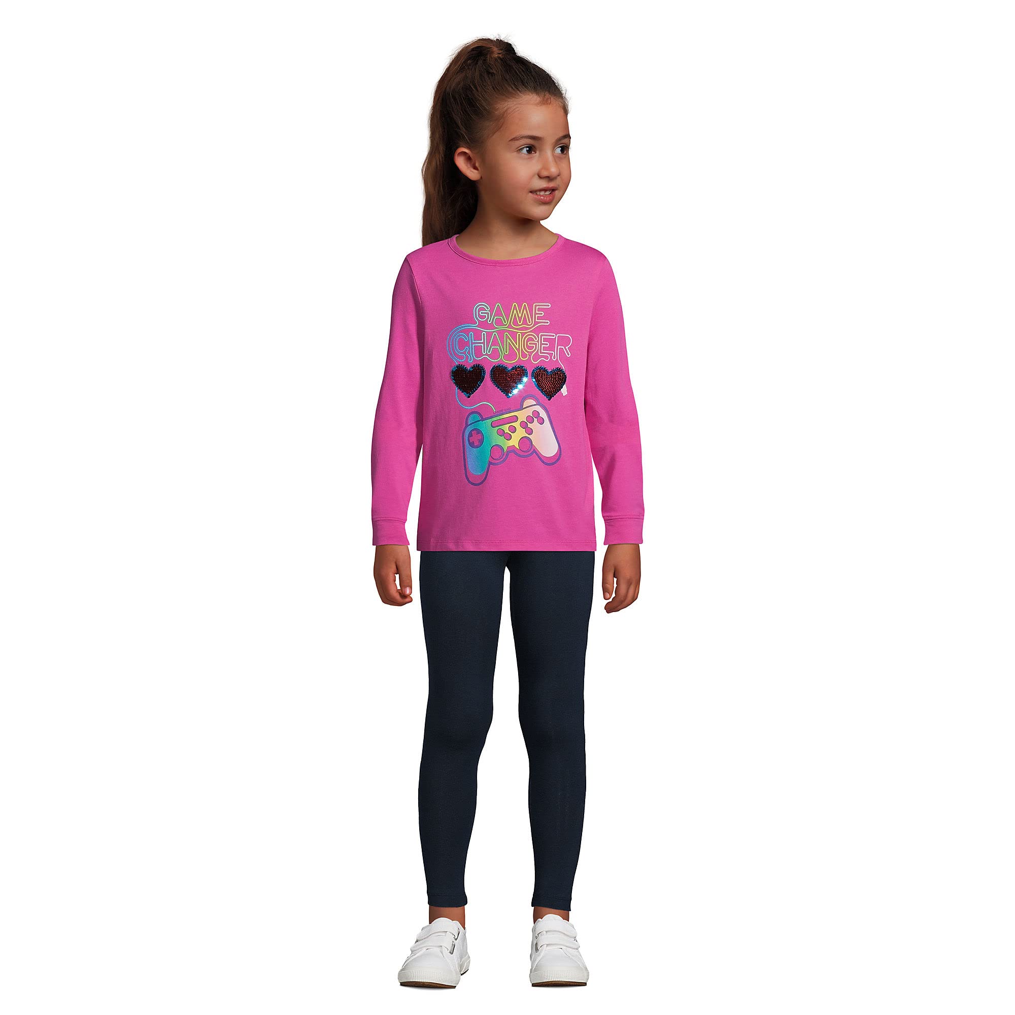 Lands' End Girls' Durable Cotton Novelty Leggings - Soft, Stretchy & Fun Printed Leggings for School, Play & Everyday Wear