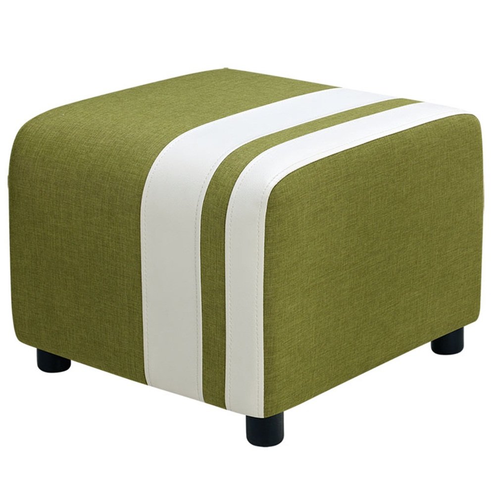European Stitched PU Leather Footrest Stool - 40cm, 45cm, 50cm Green Ottoman for Living Room, Bedroom & Entryway - Multi-Functional Shoe Bench, Fabric Sofa Stool & Comfortable Footrest
