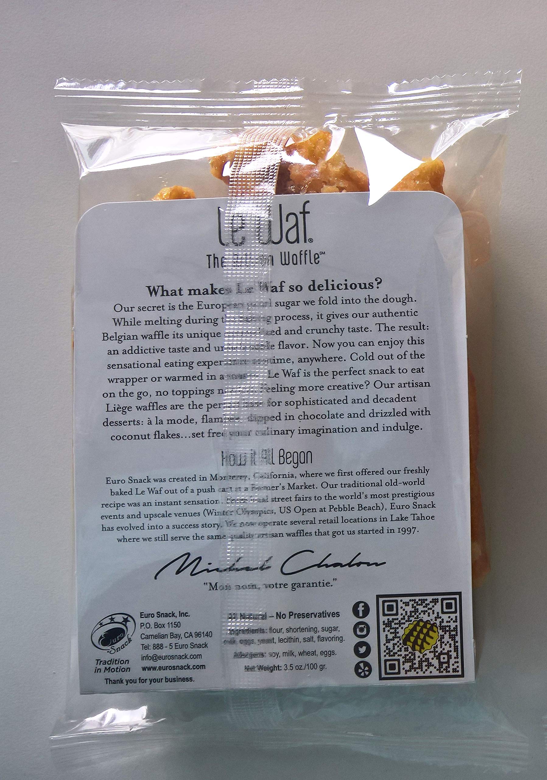 Le Waf Original Artisan Belgian Liege Waffles with Pearl Sugar - 16 Pack | Authentic Belgian Breakfast Pastries | Perfect for Brunch, Coffee Pairing & Desserts
