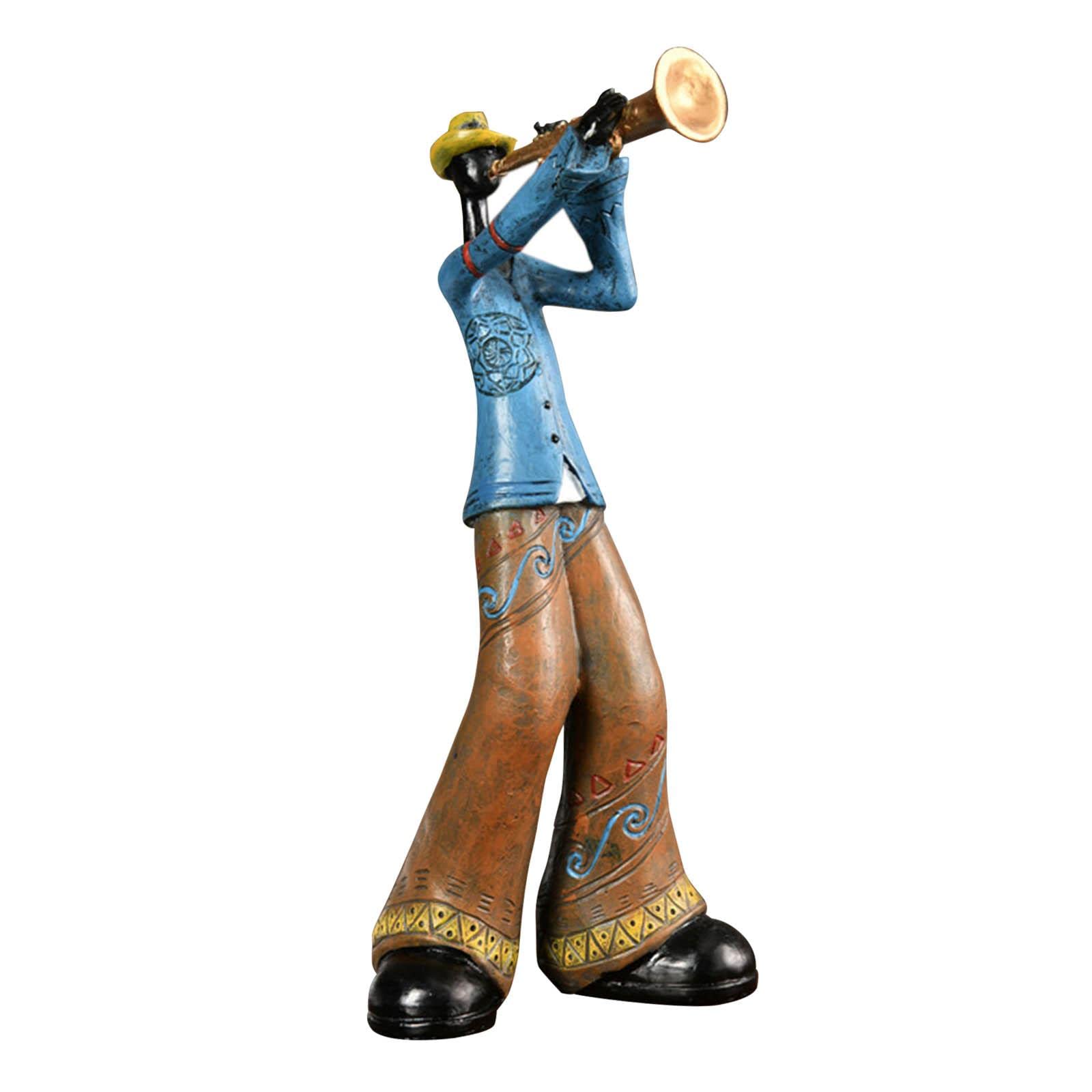 Fenteer Rock Band Resin Statues - 12x29cm Trumpet Player Sculpture for Music Lovers | Vintage Musician Figurine, Table Centerpiece Decor for Living Room, Bar & Nightstand | Perfect Gift for Band Fans & Home Decor