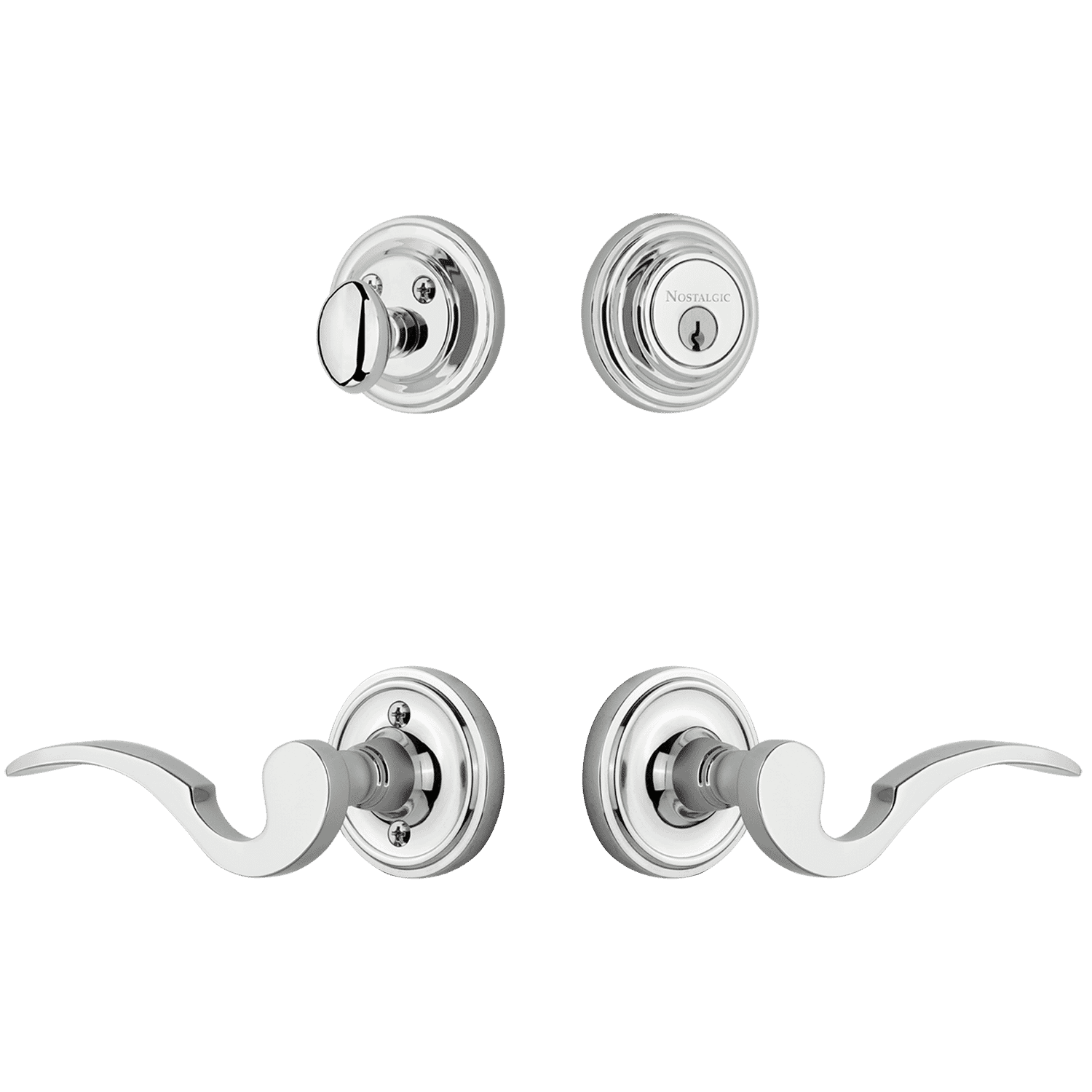 Classic Rosette Entry Door Handle Set with Manor Lever in Bright Chrome - Perfect for Home, Office & Commercial Doors | Durable & Stylish Hardware