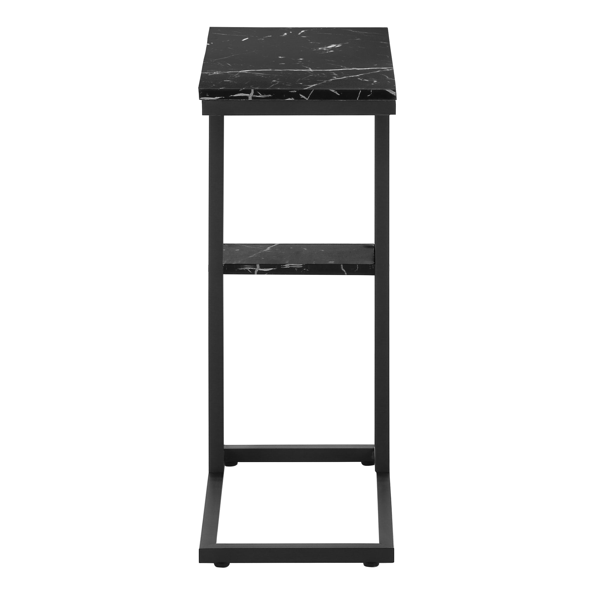 Elegant Black Marble Accent Table with Black Metal Frame - 25 Inch Height - Perfect for Living Room, Bedroom, or Office Decor
