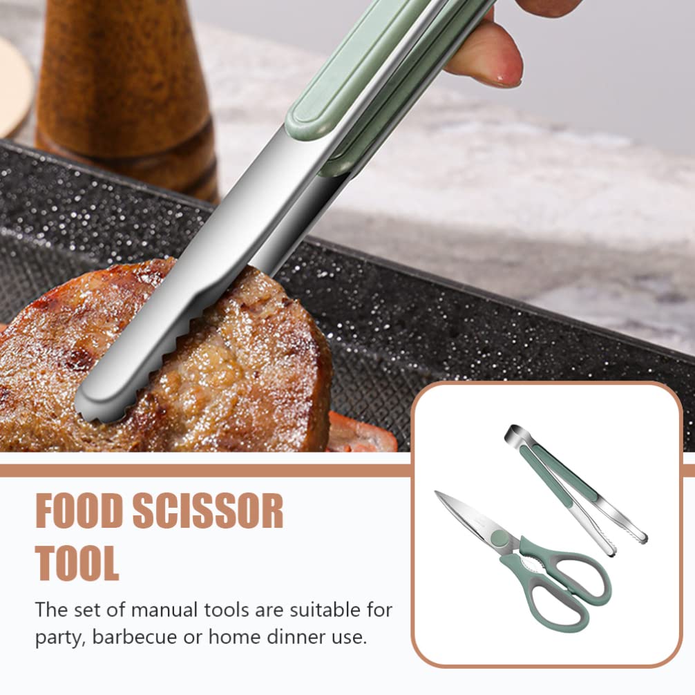 Premium Korean BBQ Scissors & Tongs Set - Stainless Steel Kitchen Shears with Ergonomic Handle for Grilling, Pizza Cutting, and Cooking - Perfect for Outdoor BBQ, Camping, and Home Kitchen Use