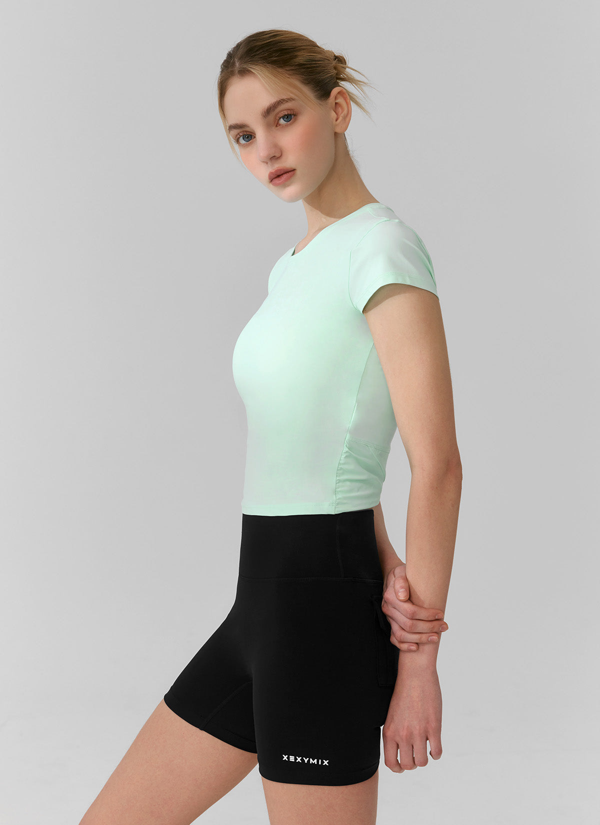 Women's Lightweight Tricot Overlap Short Sleeve T-Shirt - Soft Breathable Casual Top for Summer, Gym, and Everyday Wear